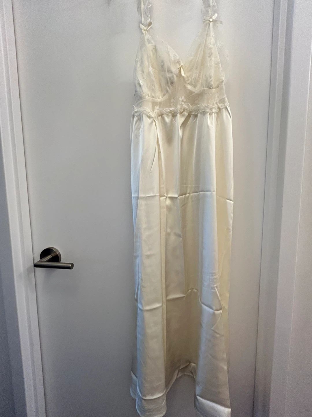 NEW- Cream Satin Nightgown and Robe Set