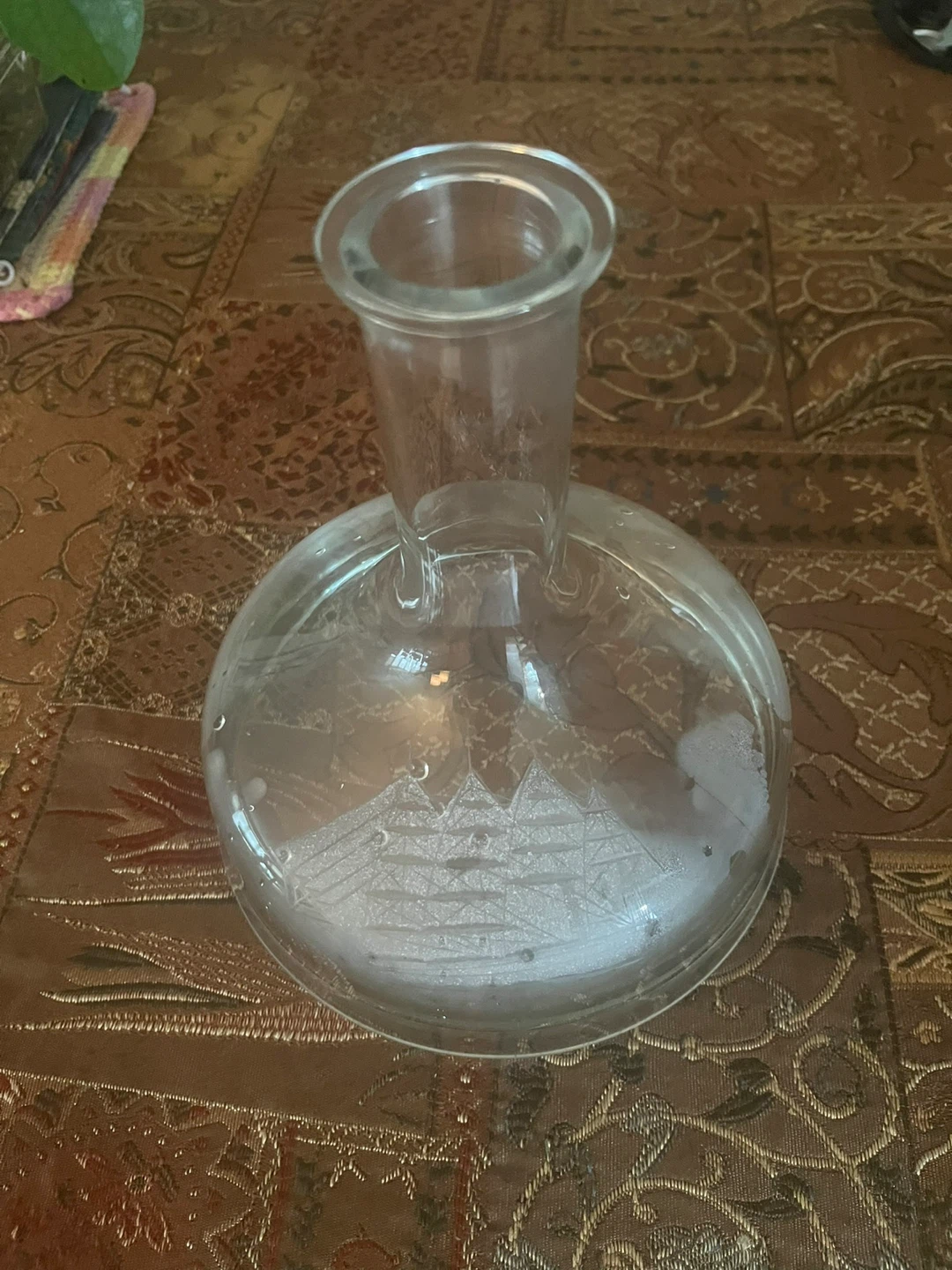 Glass Decanter and Glasses Set with Ship Etching - photo 5