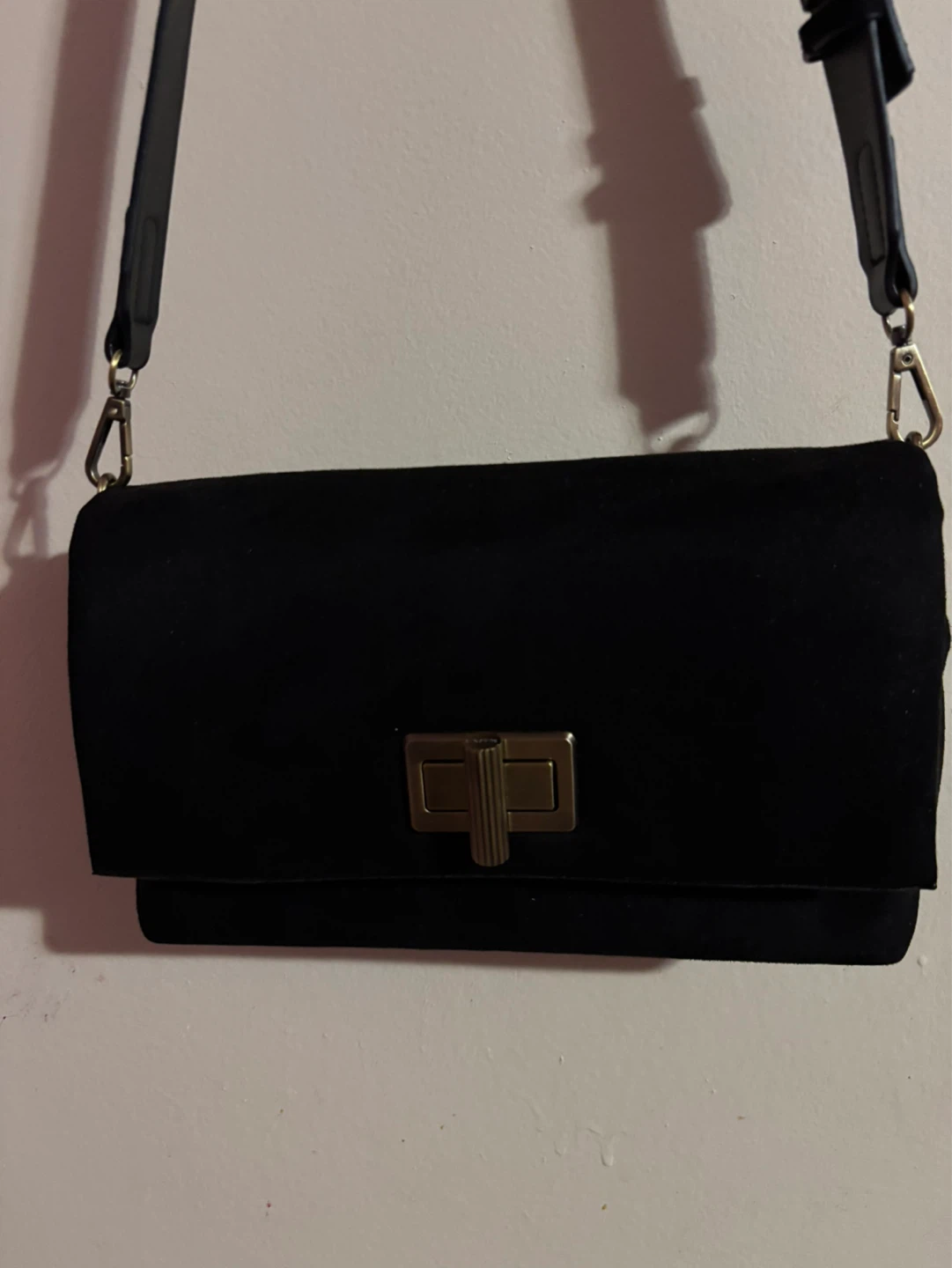 Parfois Black Suede Shoulder Bag