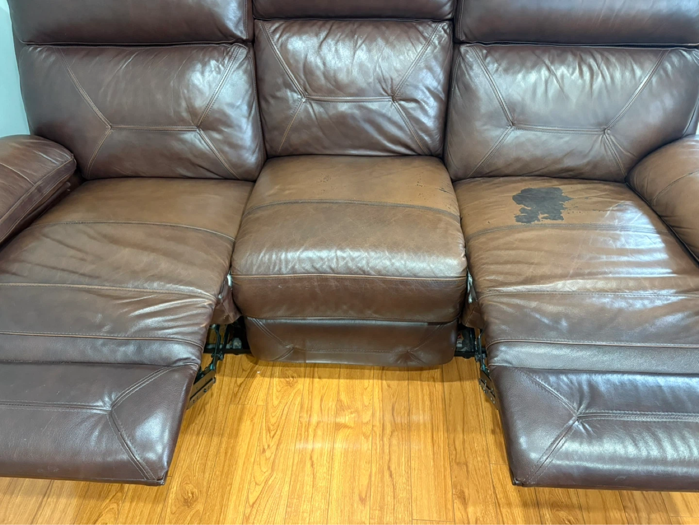 Brown Leather Reclining Sofa - photo 2
