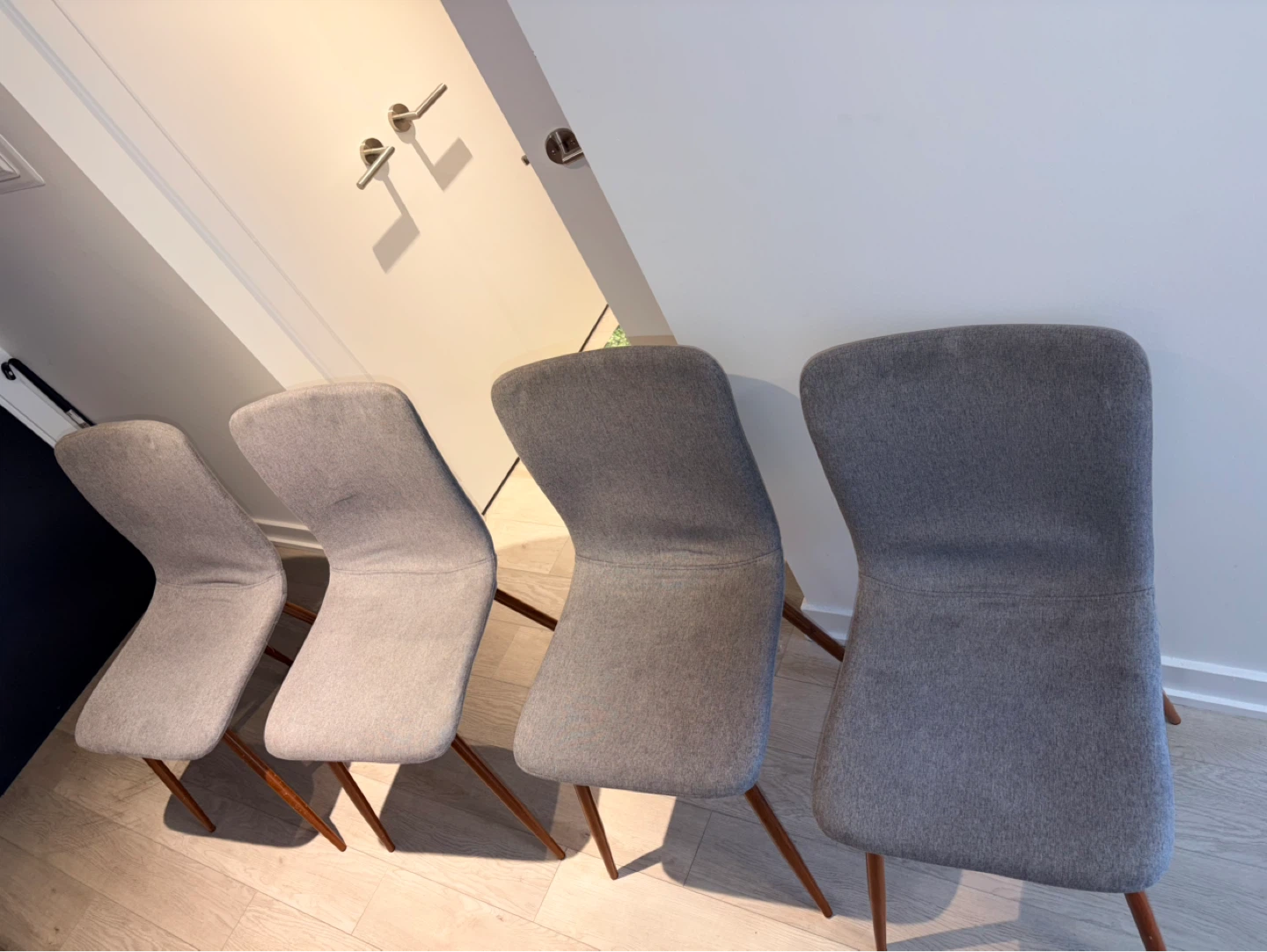 Set of 4 Grey Upholstered Dining Chairs - photo 2