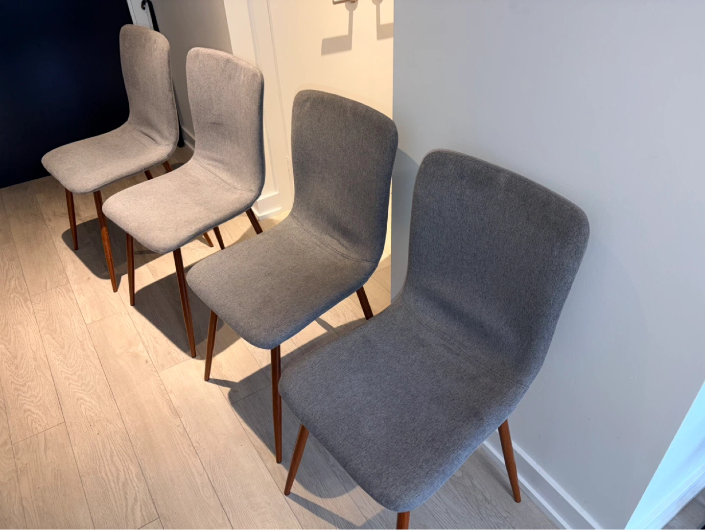 Set of 4 Grey Upholstered Dining Chairs