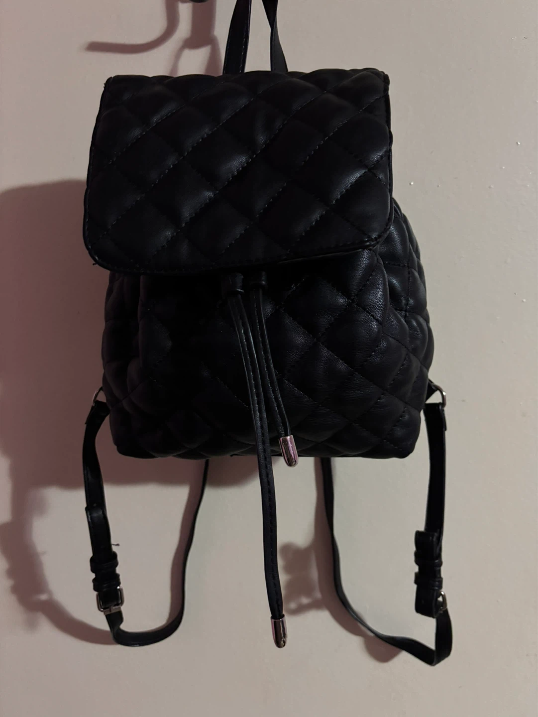 Lily$Ivy Black Quilted Mini Backpack