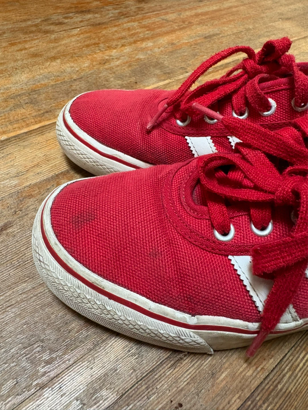 Adidas Red Canvas Sneakers size 7.5 - photo 5