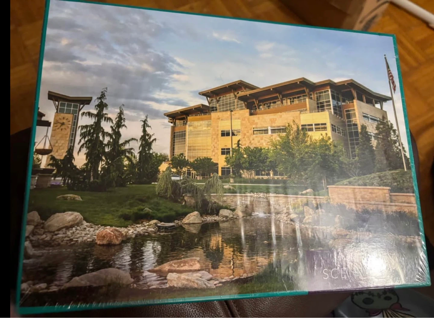 Scenic Building and Pond Jigsaw Puzzle