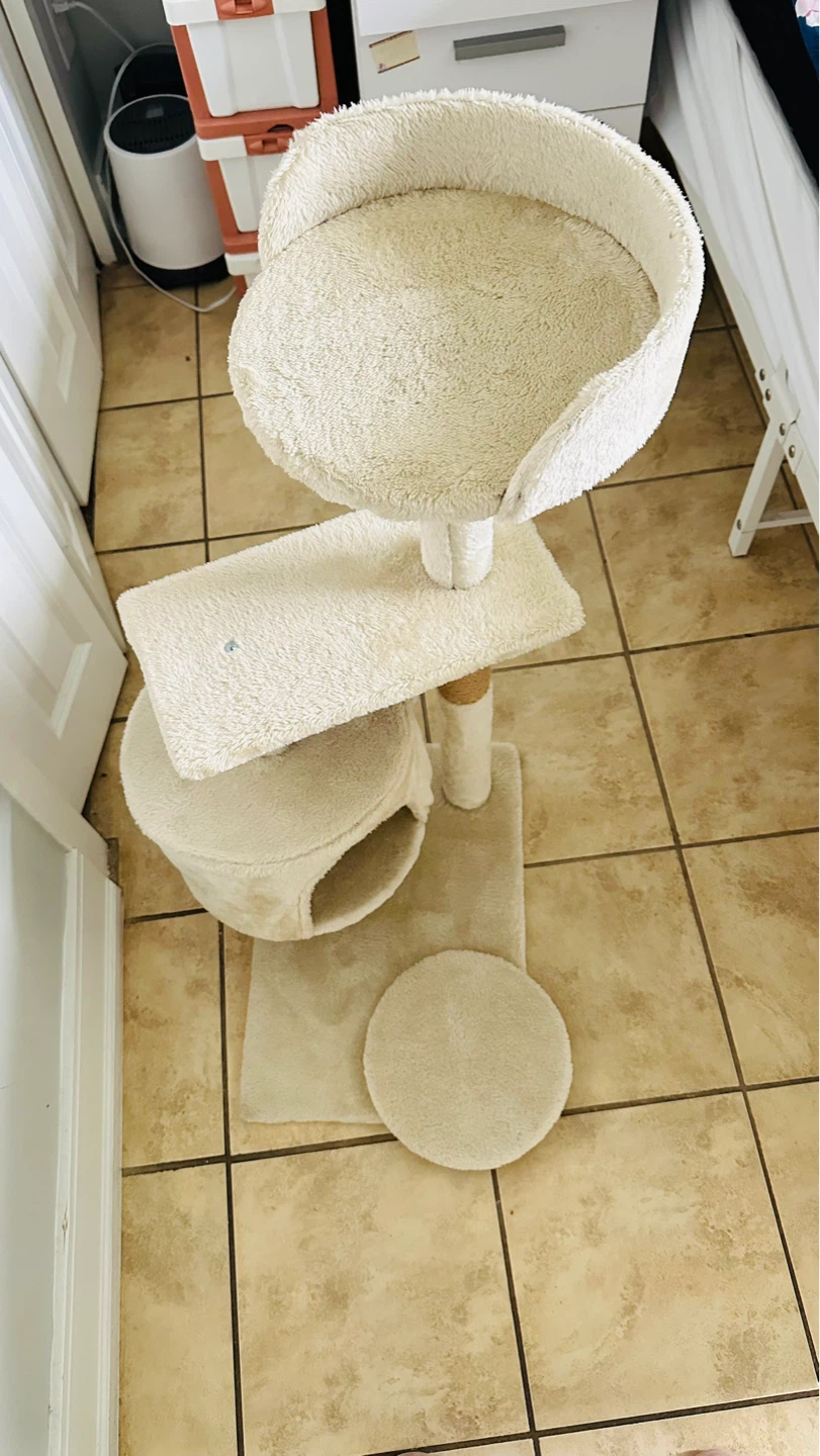 Cream Cat Tree Condo with Perch and Scratching Post - photo 2