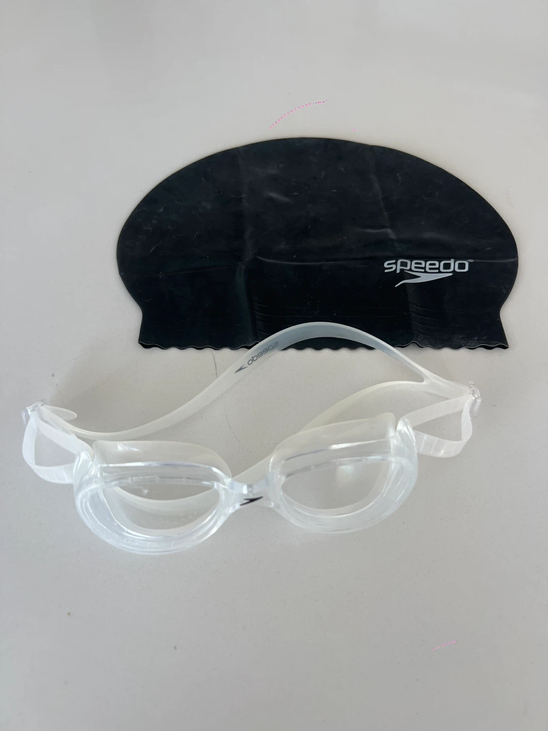 Speedo Swim Goggles and Black Swim Cap
