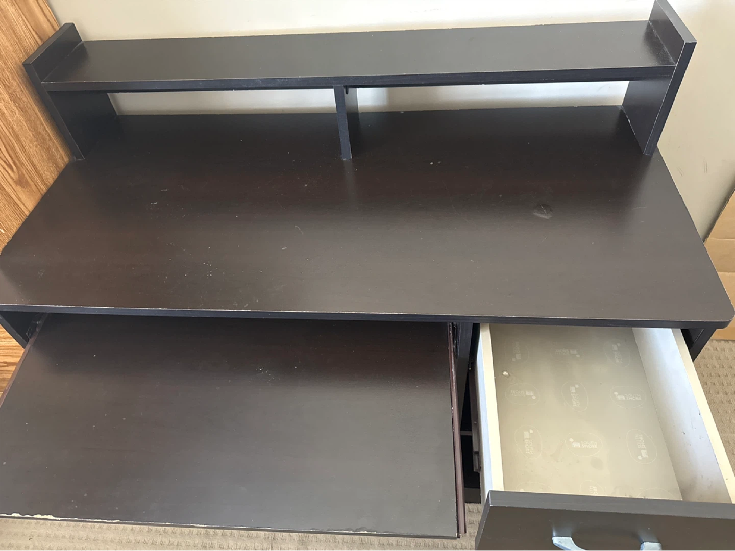 Dark Brown Desk with Hutch and Swivel Chair - photo 3