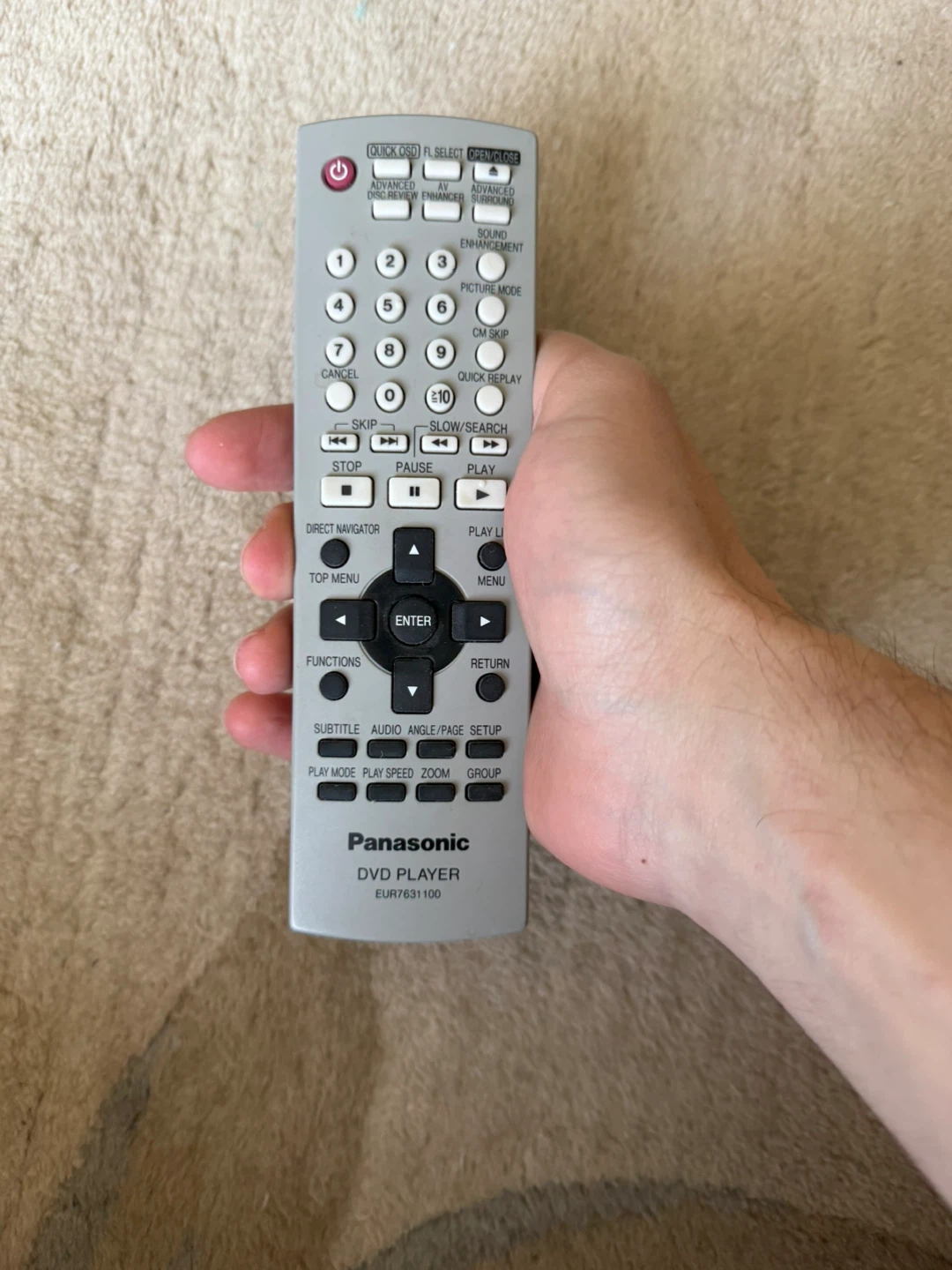 Panasonic DVD Player Replacement Remote EUR7631100