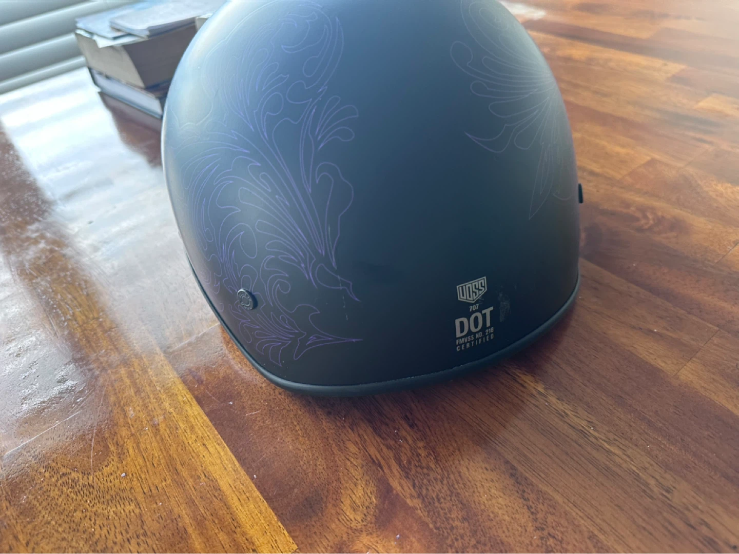 DOT Certified Motorcycle Helmet with Purple Swirl Design - photo 3