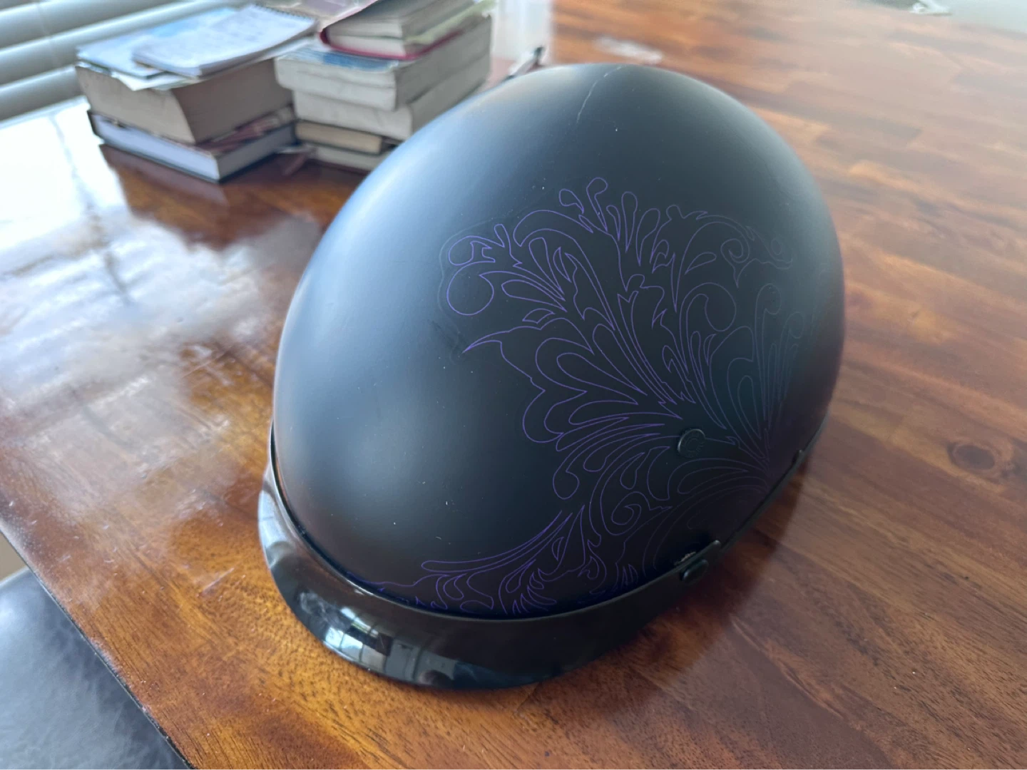 DOT Certified Motorcycle Helmet with Purple Swirl Design - photo 4