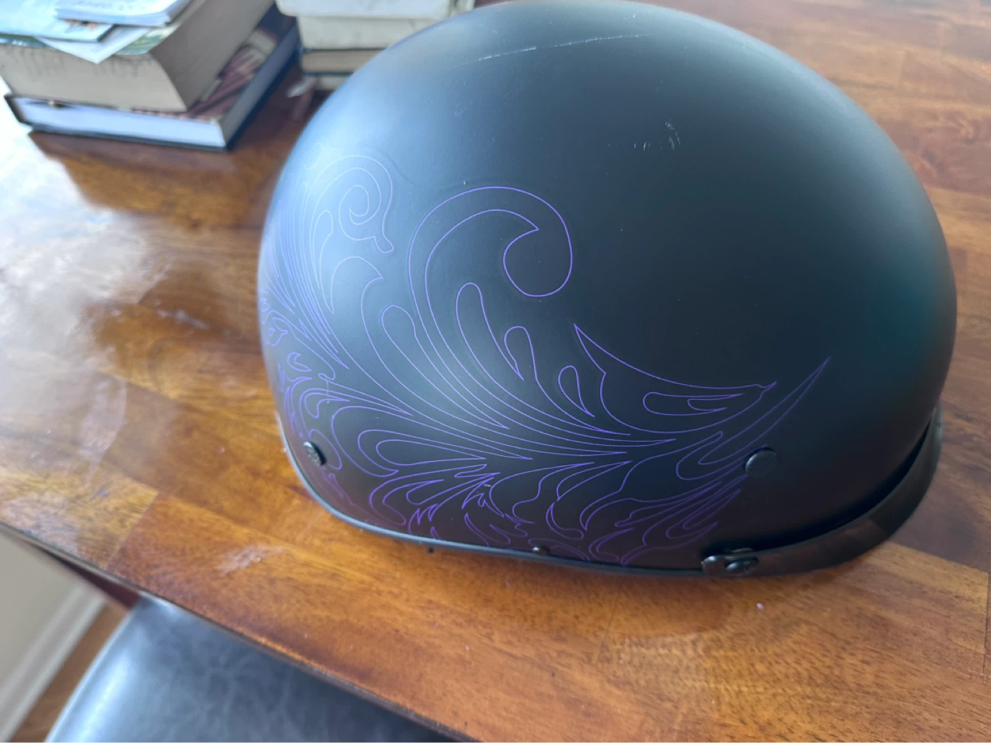DOT Certified Motorcycle Helmet with Purple Swirl Design - photo 5