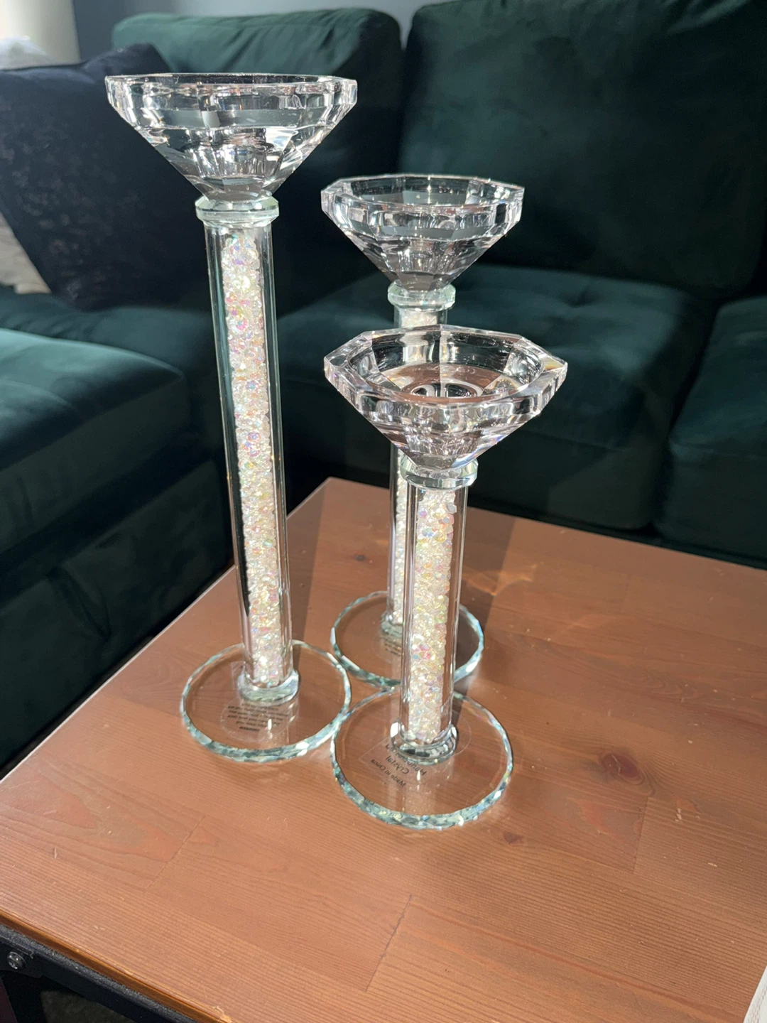 Crystal Prism Candlestick Holders Set of 3