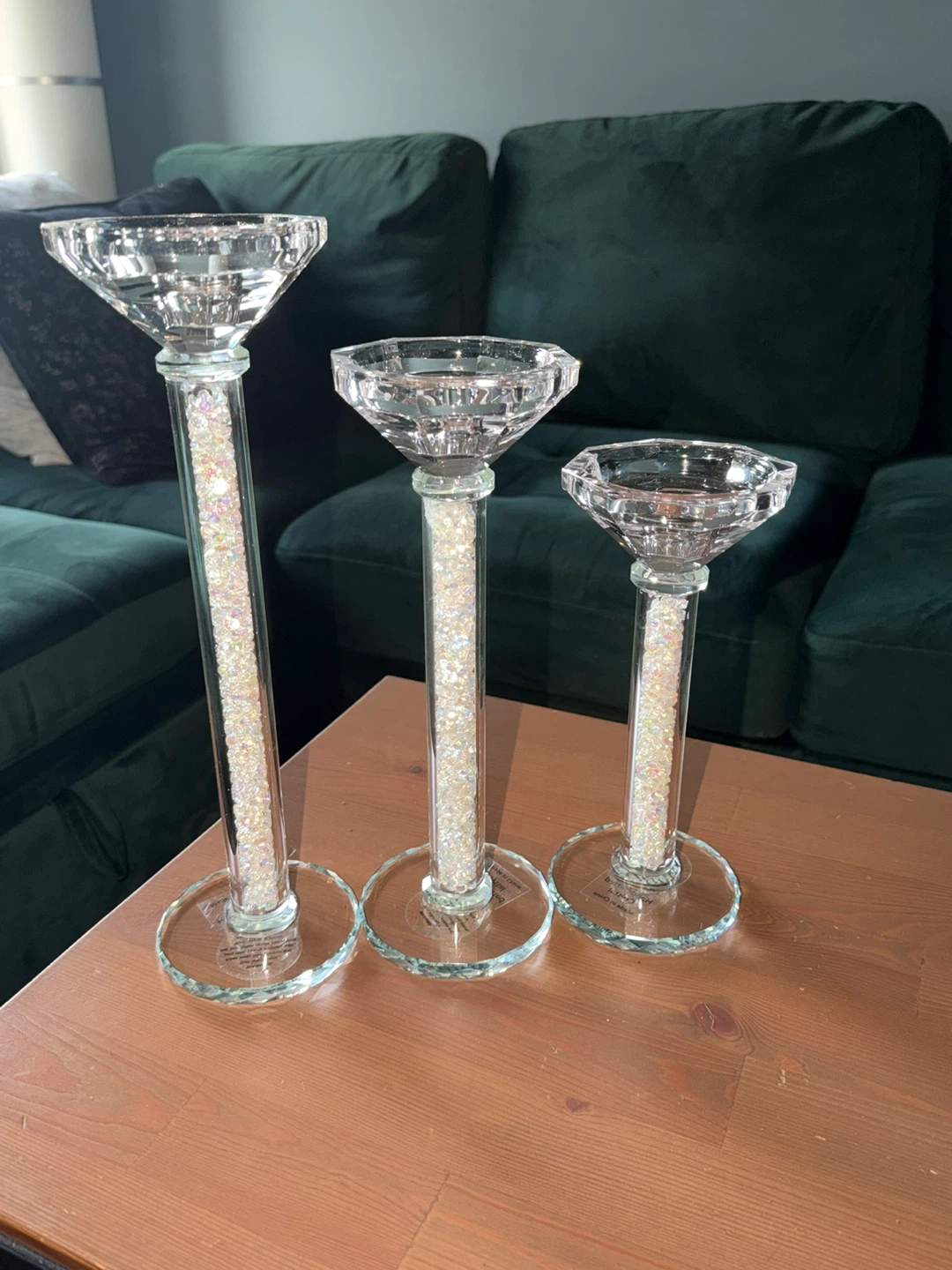 Crystal Prism Candlestick Holders Set of 3 - photo 2