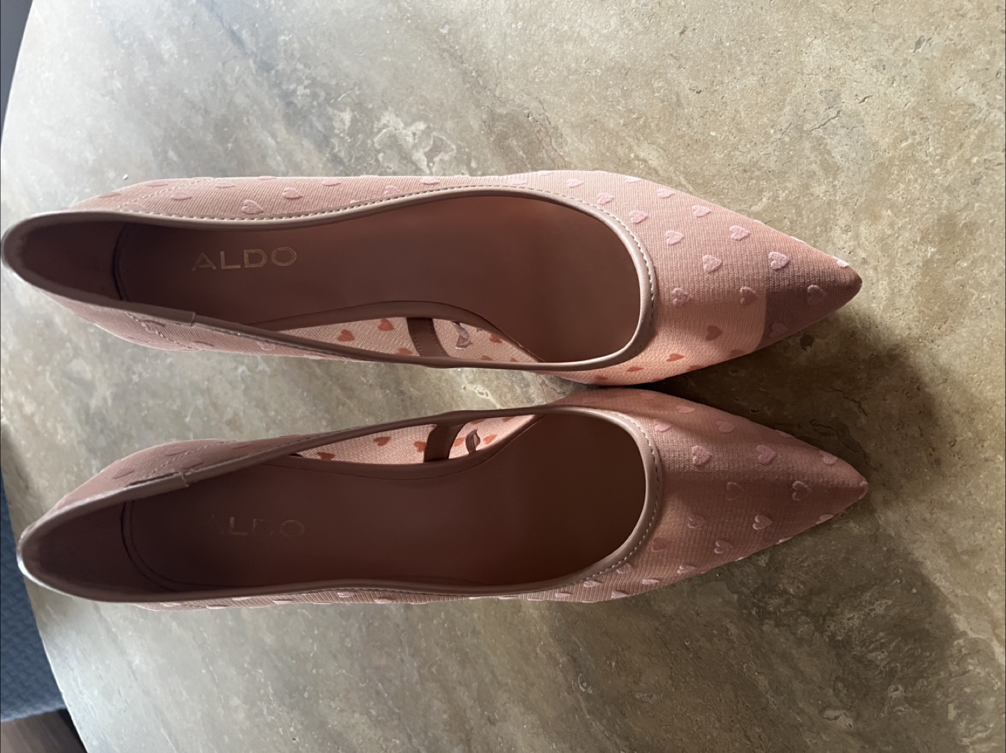 Aldo Pink Heart Print Stiletto Heels