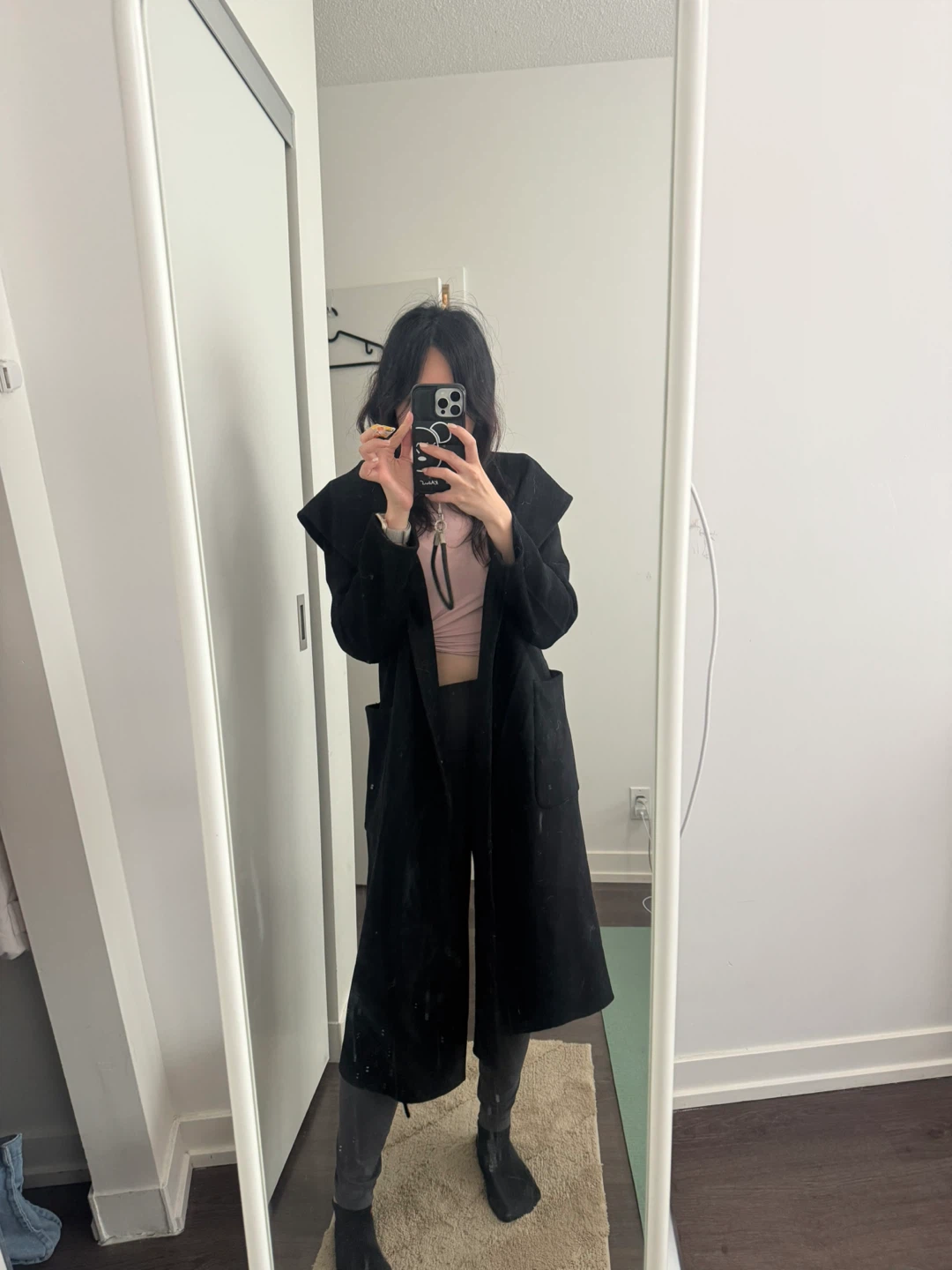 ZOOC Black Long Belted Coat with Hood - photo 4