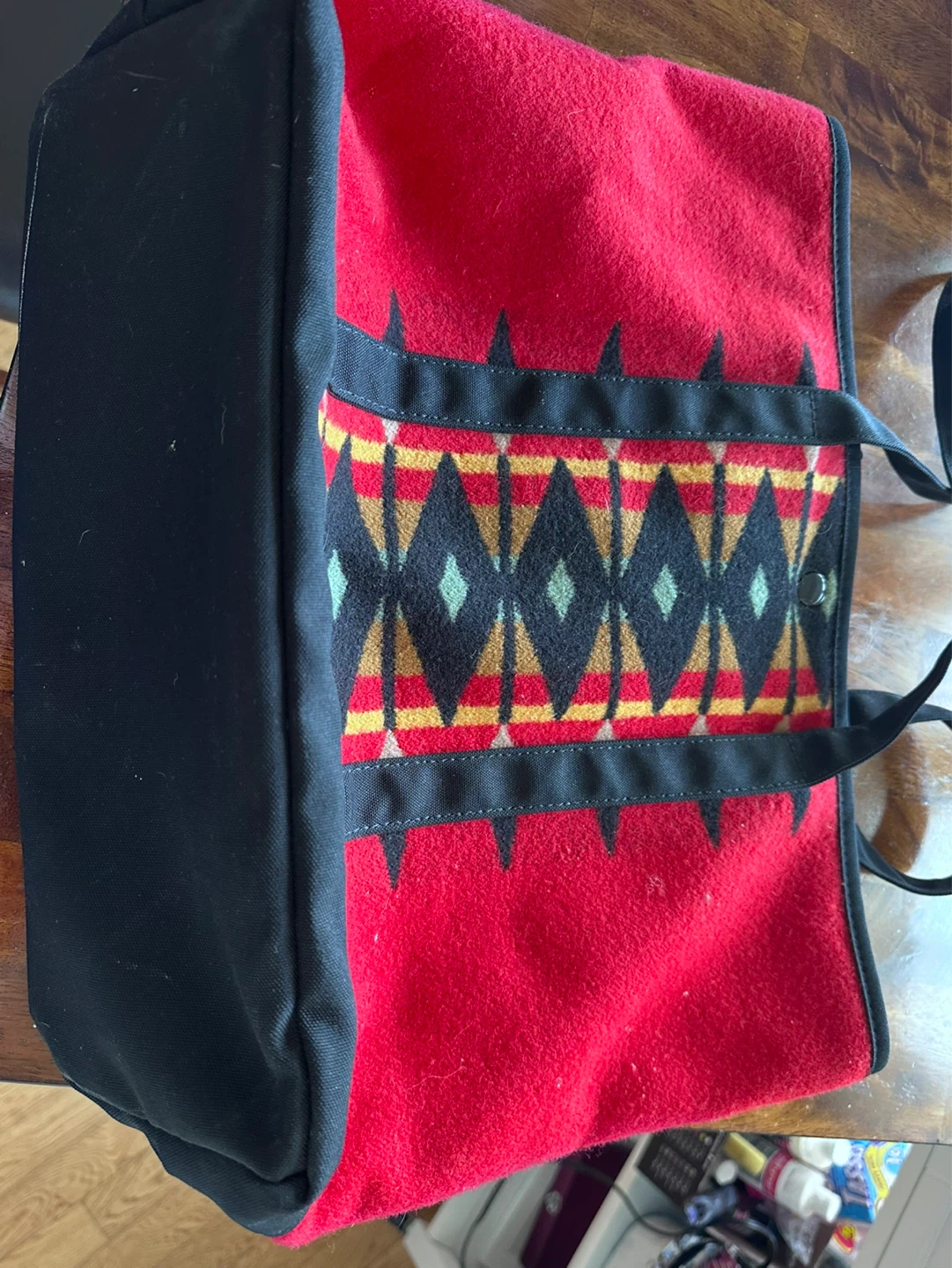 Pendleton Wool Tote Bag - Red/Black Aztec Pattern - photo 2