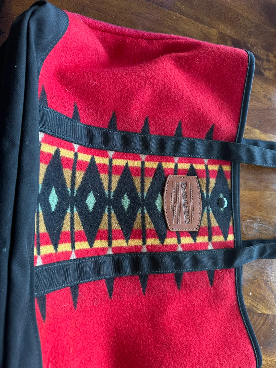 Pendleton Wool Tote Bag - Red/Black Aztec Pattern