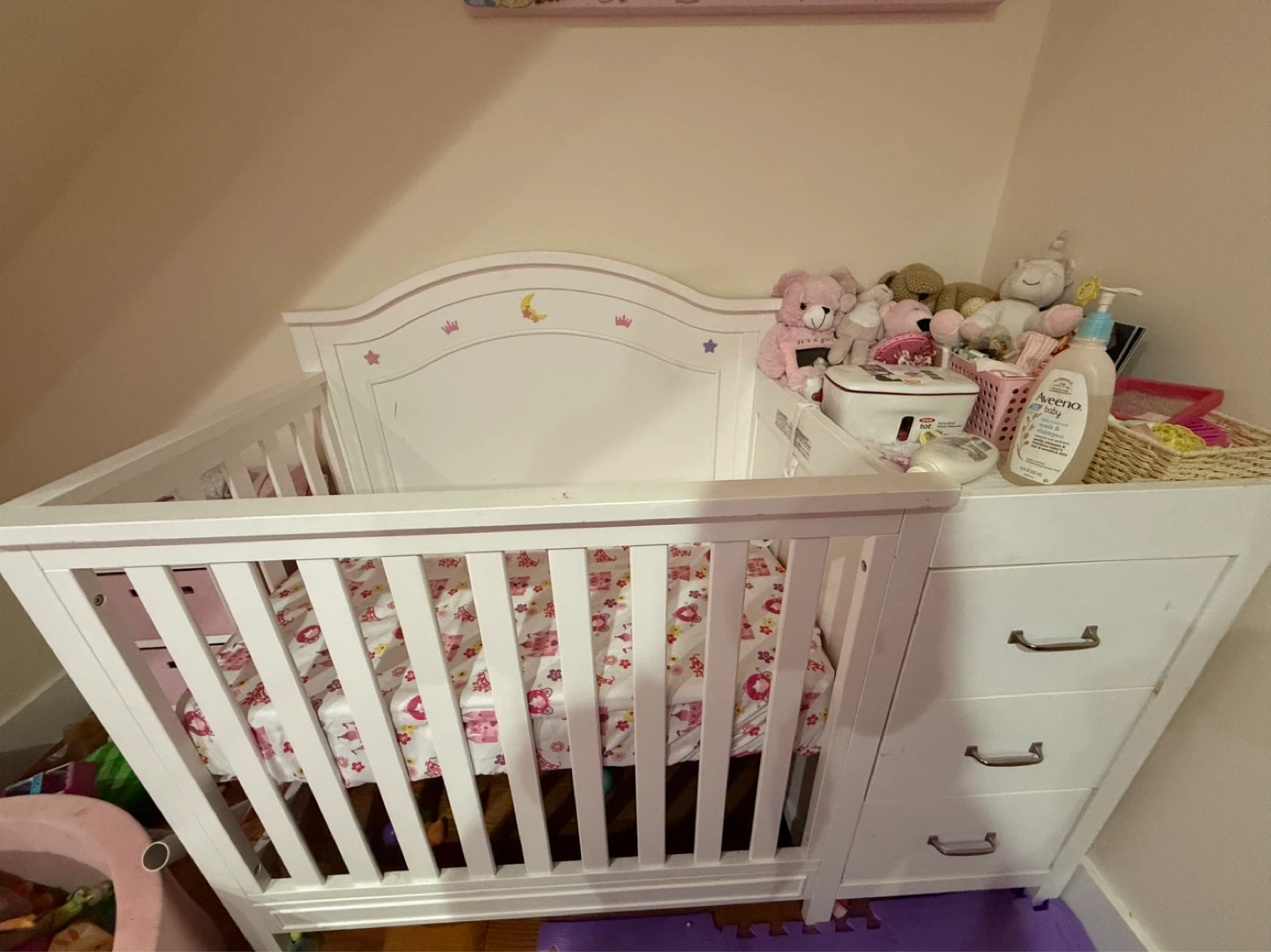 White Crib with Mattress