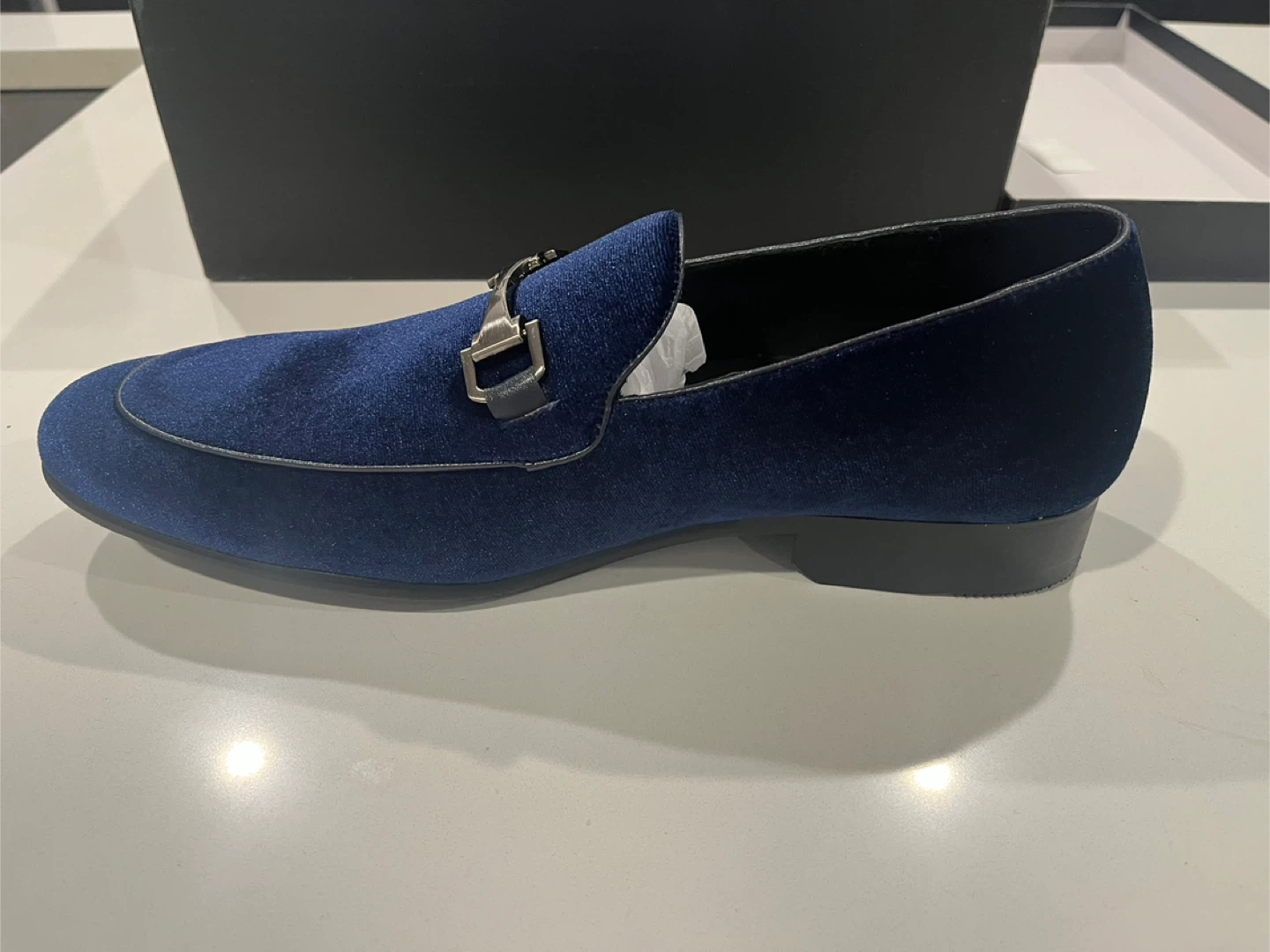 Saks Fifth Avenue  Navy Velvet loafers - Size 10.5 - photo 3