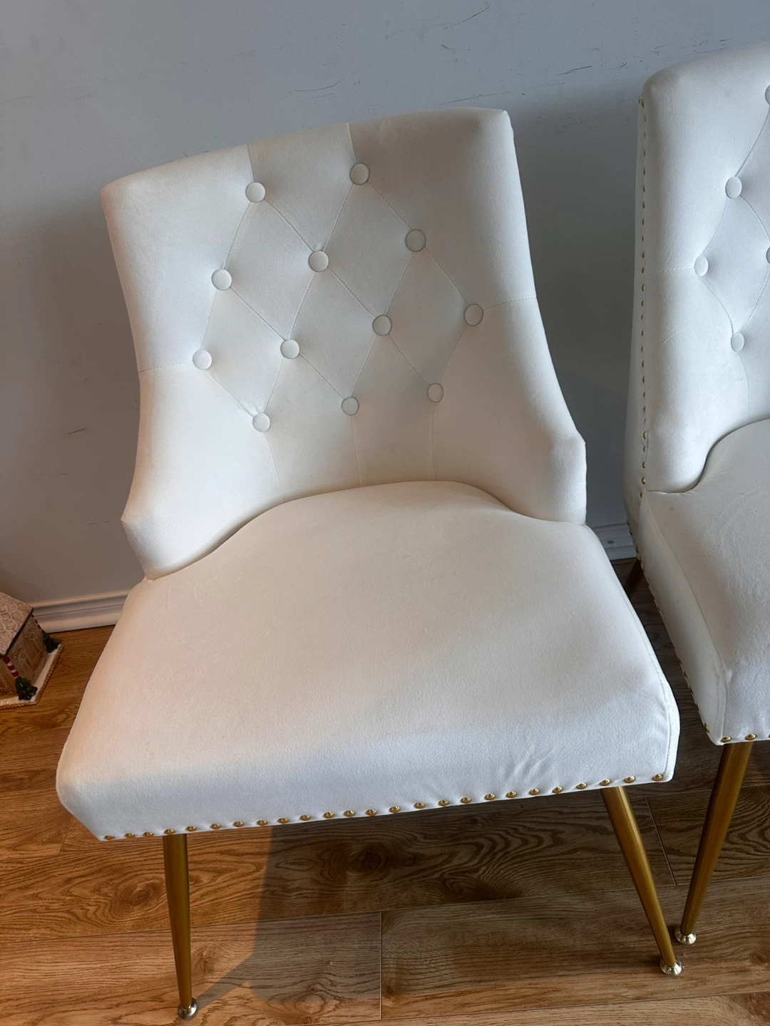 Set of 4 White Velvet Dining Chairs - photo 2