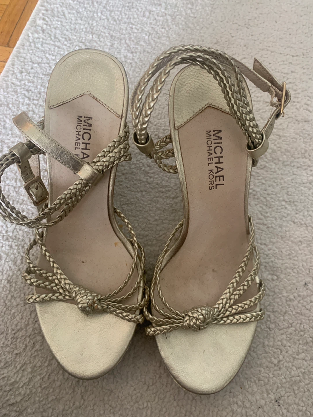 Michael Kors Gold Wedge Sandals Size 6M
