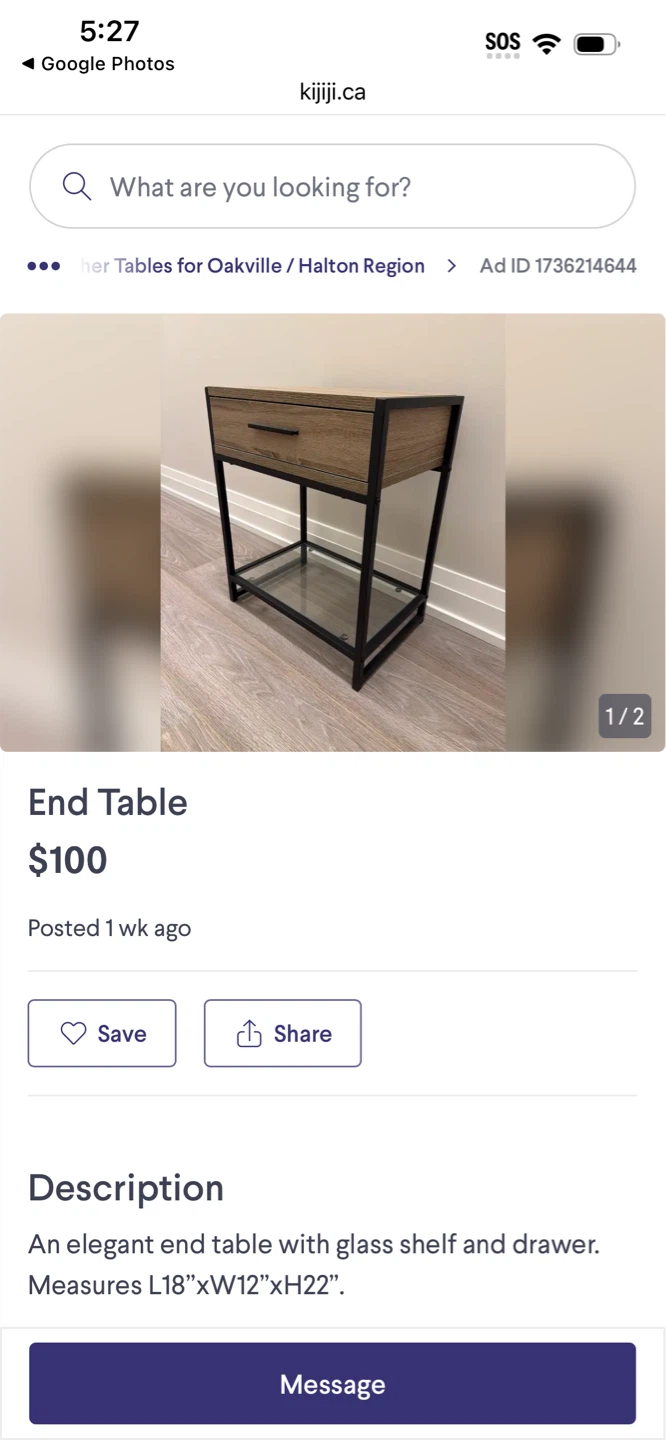 End Table with Drawer and Shelf - photo 3