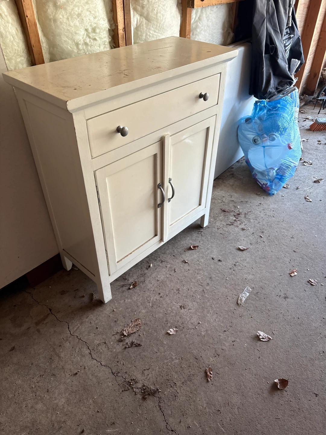 Cream Two-Door Cabinet with Drawer