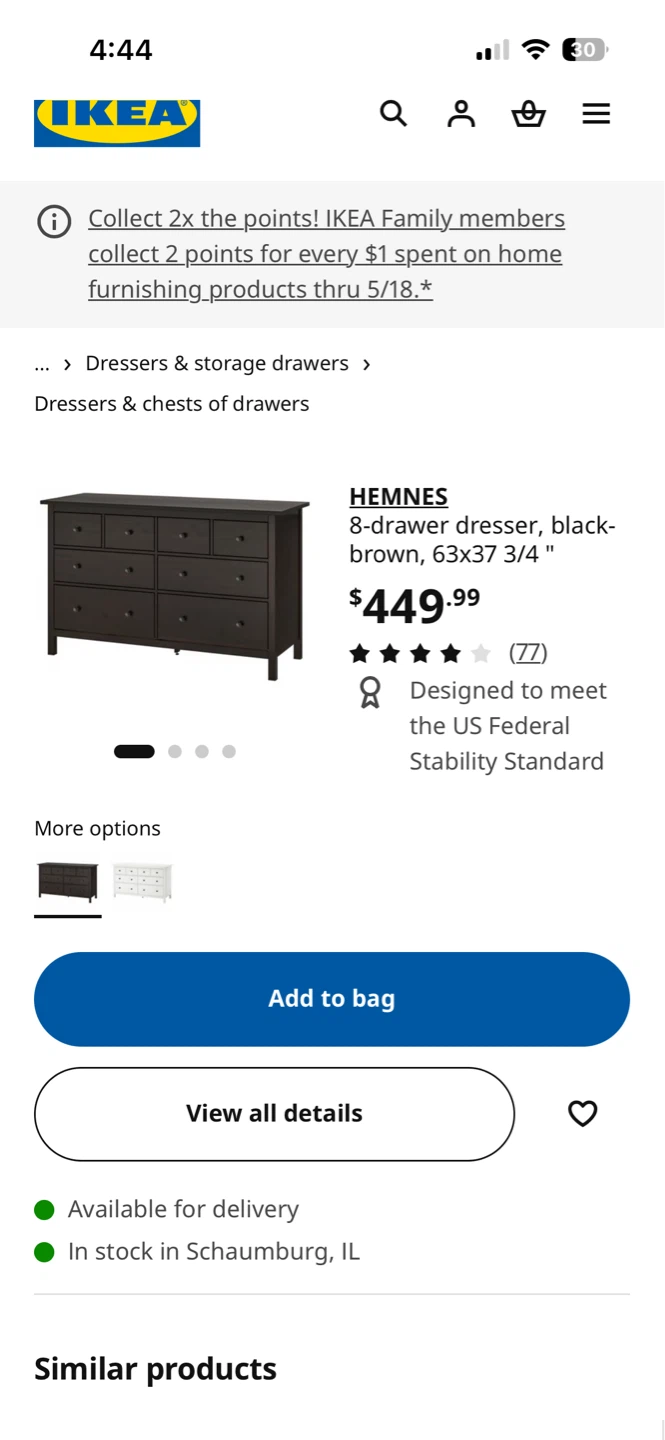 IKEA Hemnes 8-Drawer Dresser - Black-Brown - photo 3