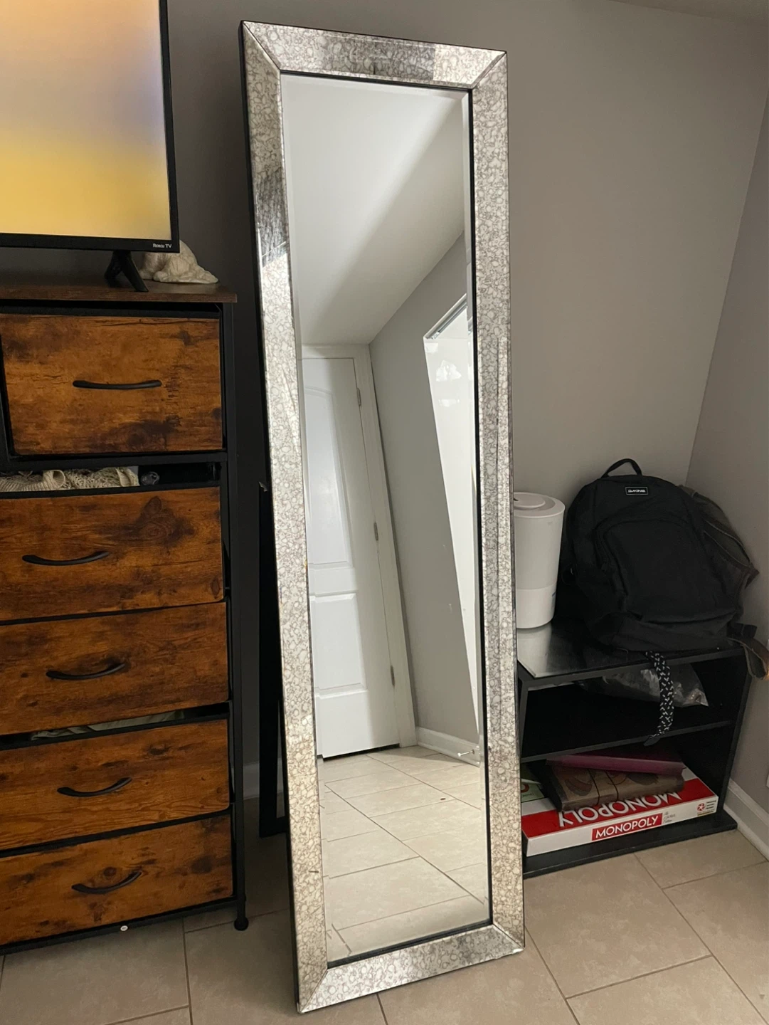Full Length Floor Mirror with Decorative Frame