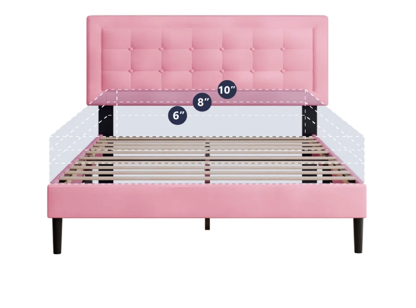 Pink Velvet Tufted King Size Bed Frame with Headboard - photo 3