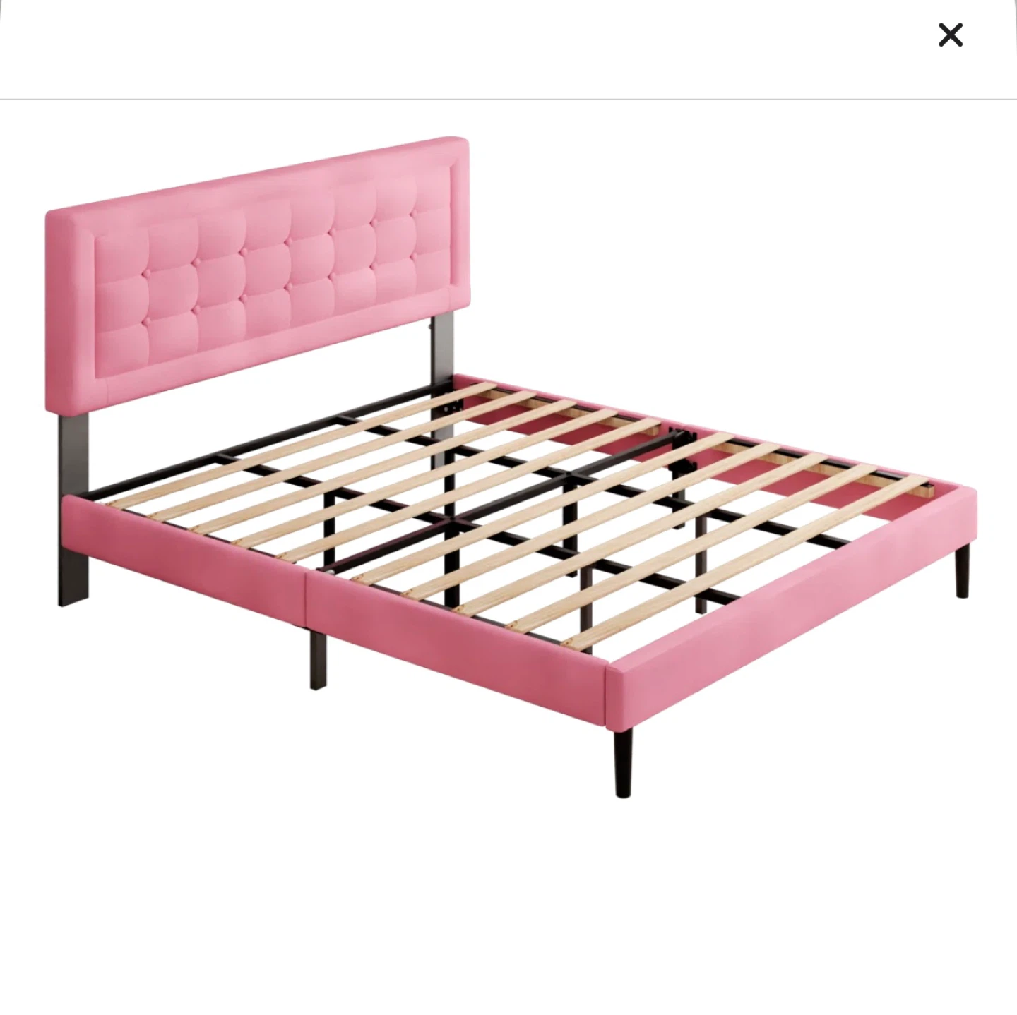 Pink Velvet Tufted King Size Bed Frame with Headboard