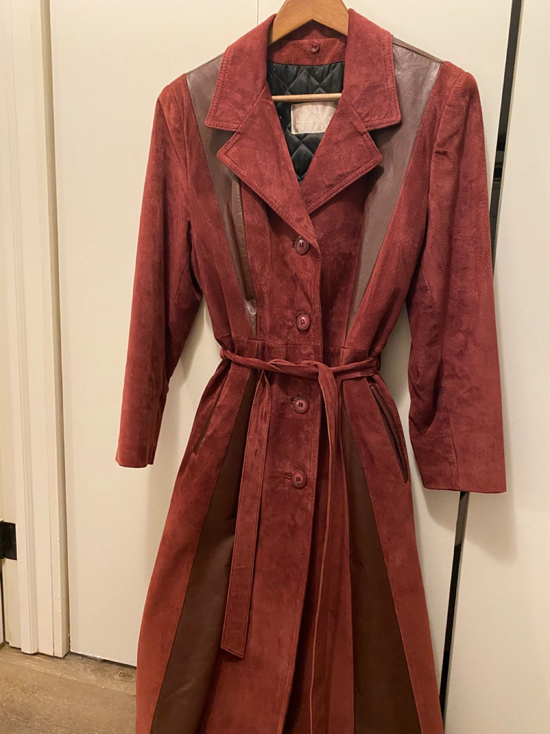 Suede and Leather Trench Coat