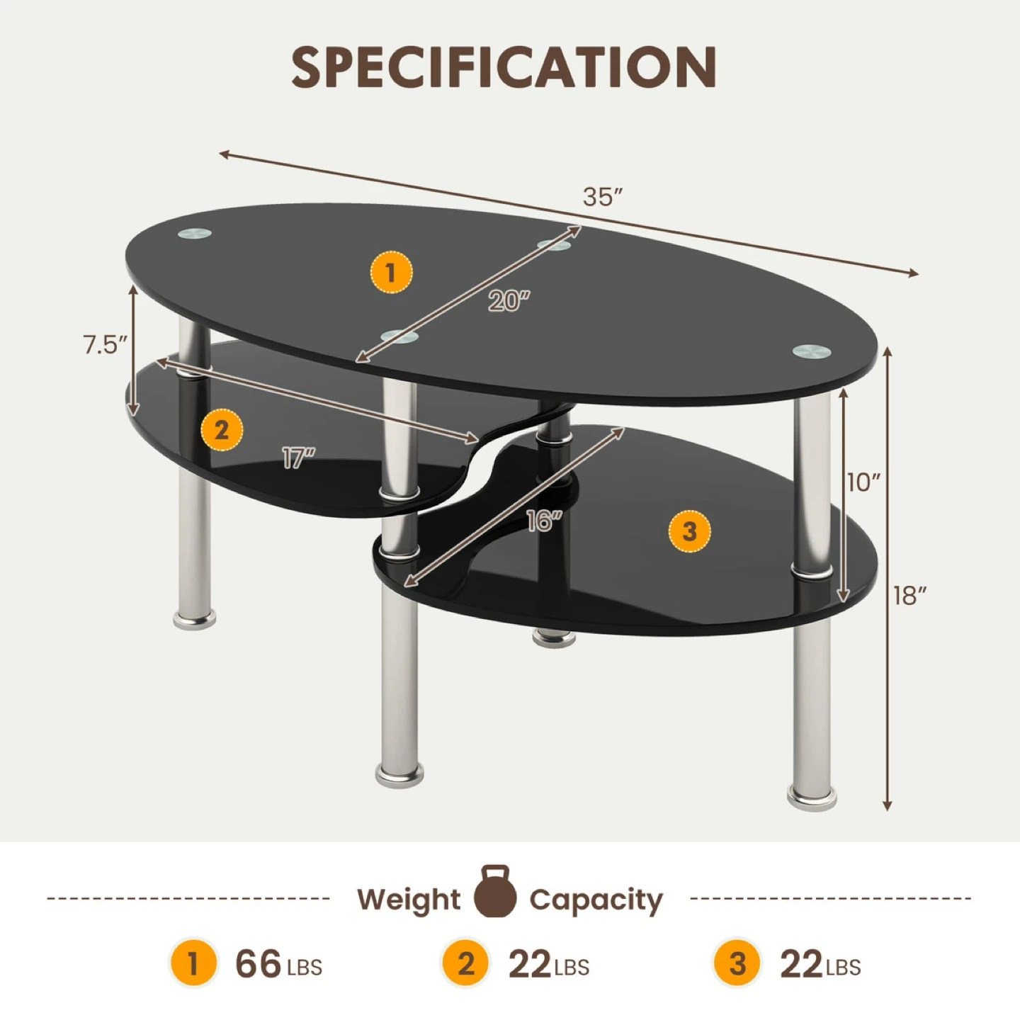NEW TangKula 2-Tier Glass Coffee Table - Black - photo 2