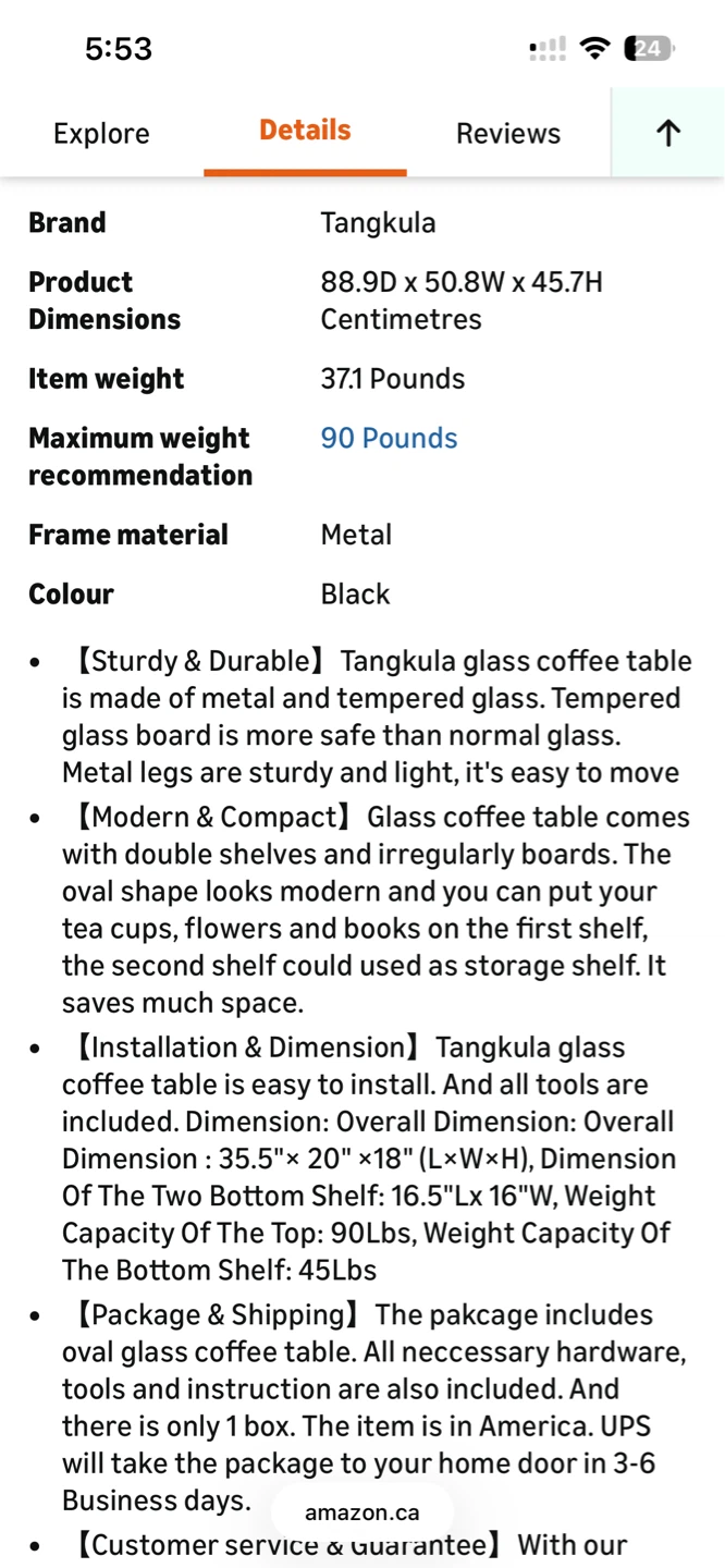 NEW TangKula 2-Tier Glass Coffee Table - Black - photo 4