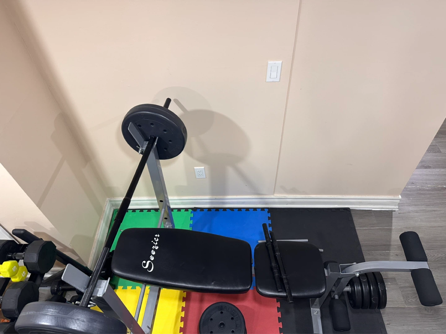 Soozier Weight Bench with Barbell and Weights - photo 2