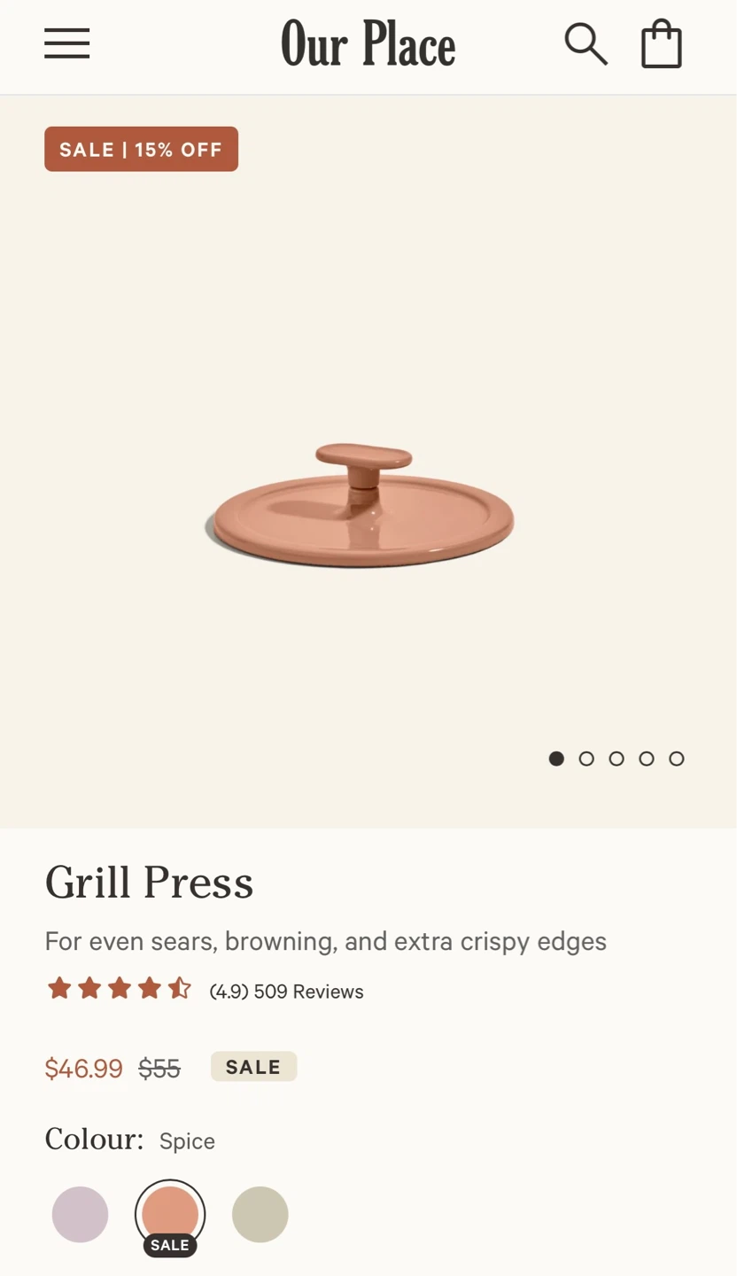 Our Place Cast Iron Grill Press - Spice Colour