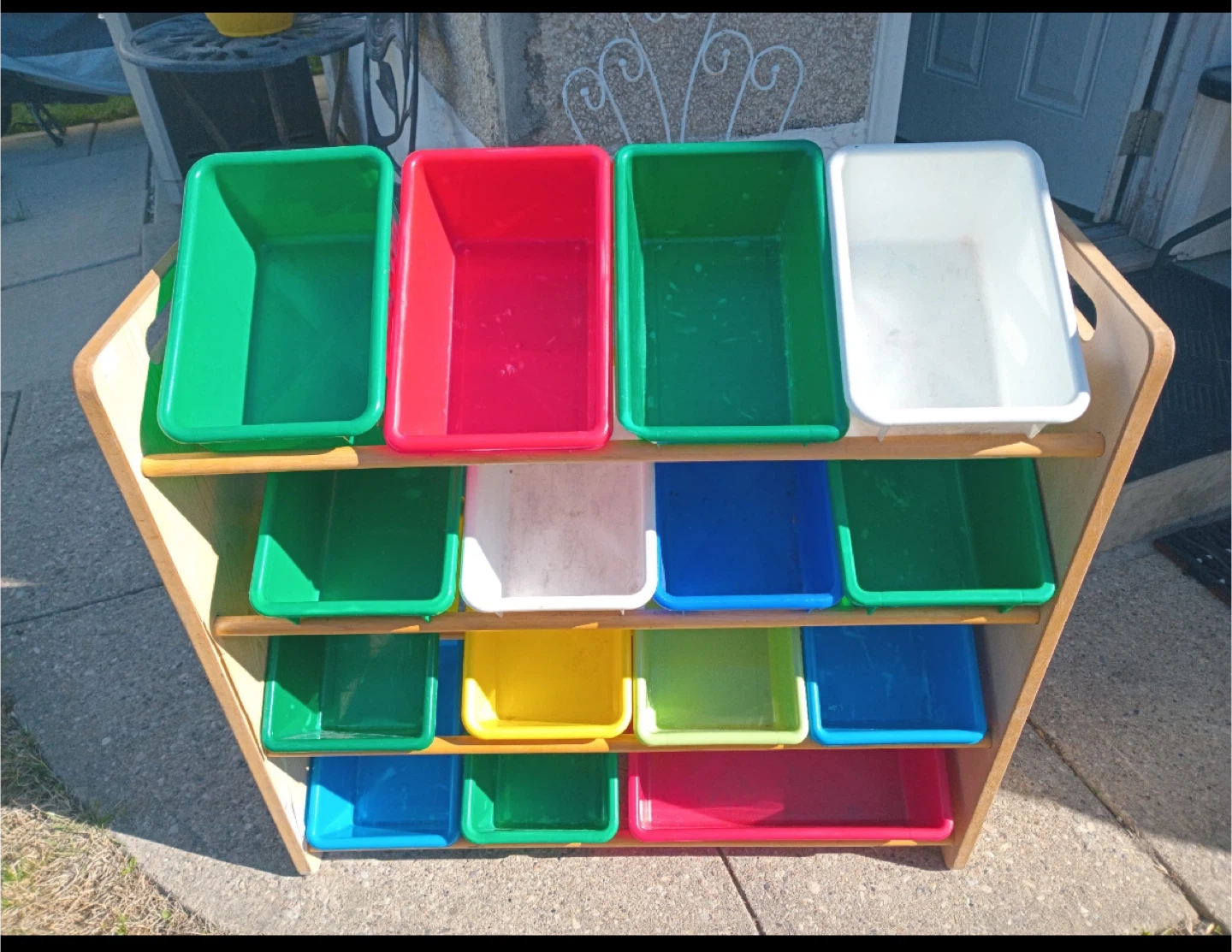 Wooden Toy Organizer with 12 Storage Bins