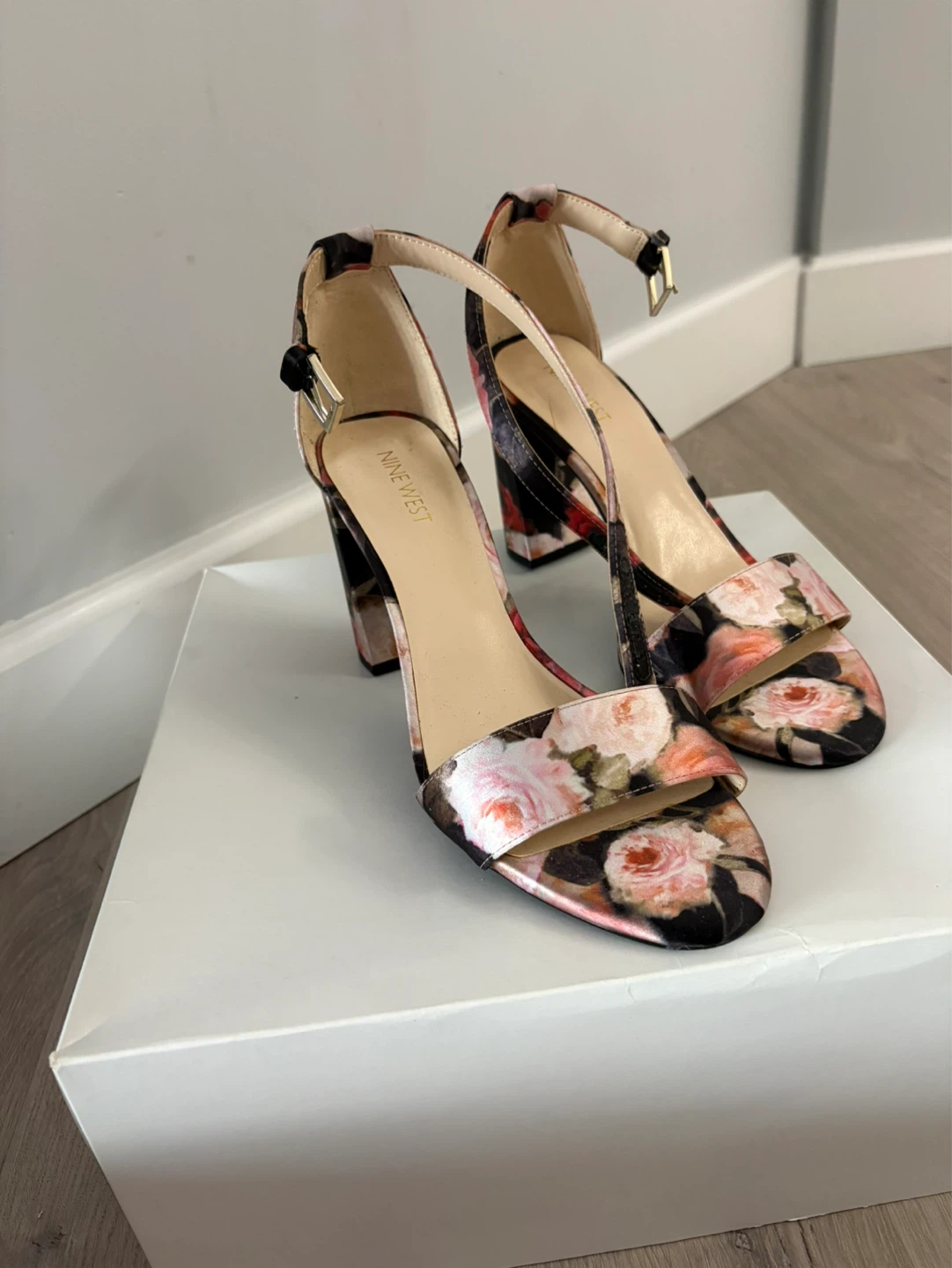 Nine West Floral Block Heel Sandals