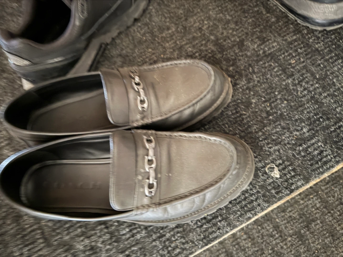Coach Leather Loafers with Chain Detail