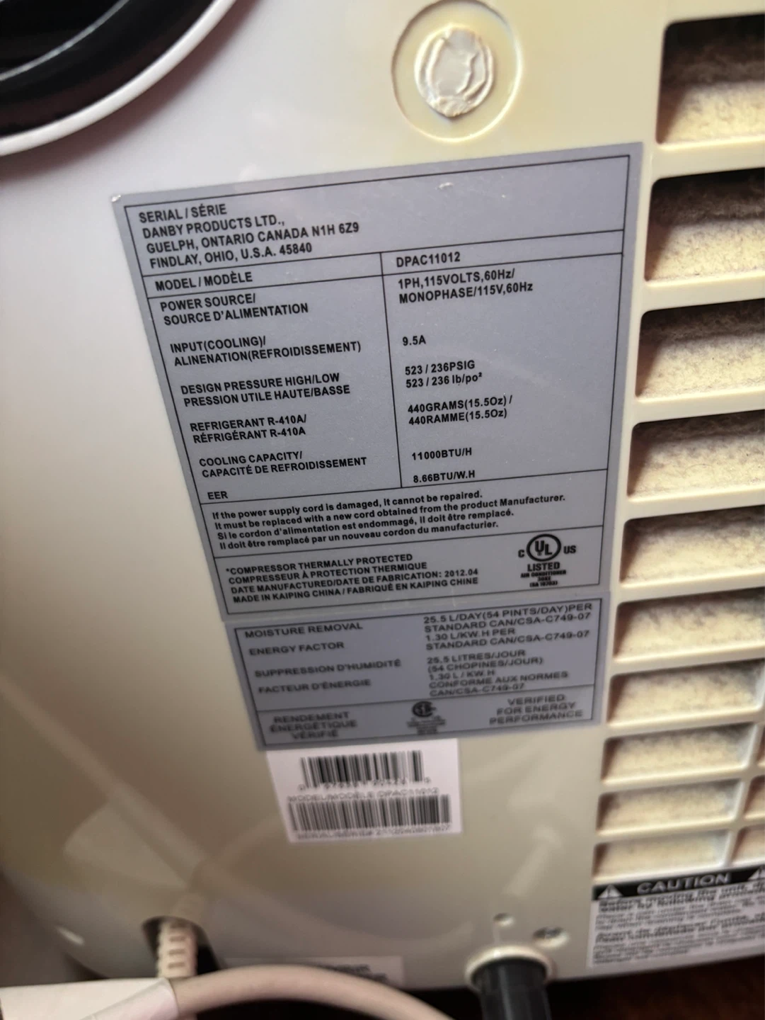 Danby Designer 11,000y BTU Portable Air Conditioner - photo 4