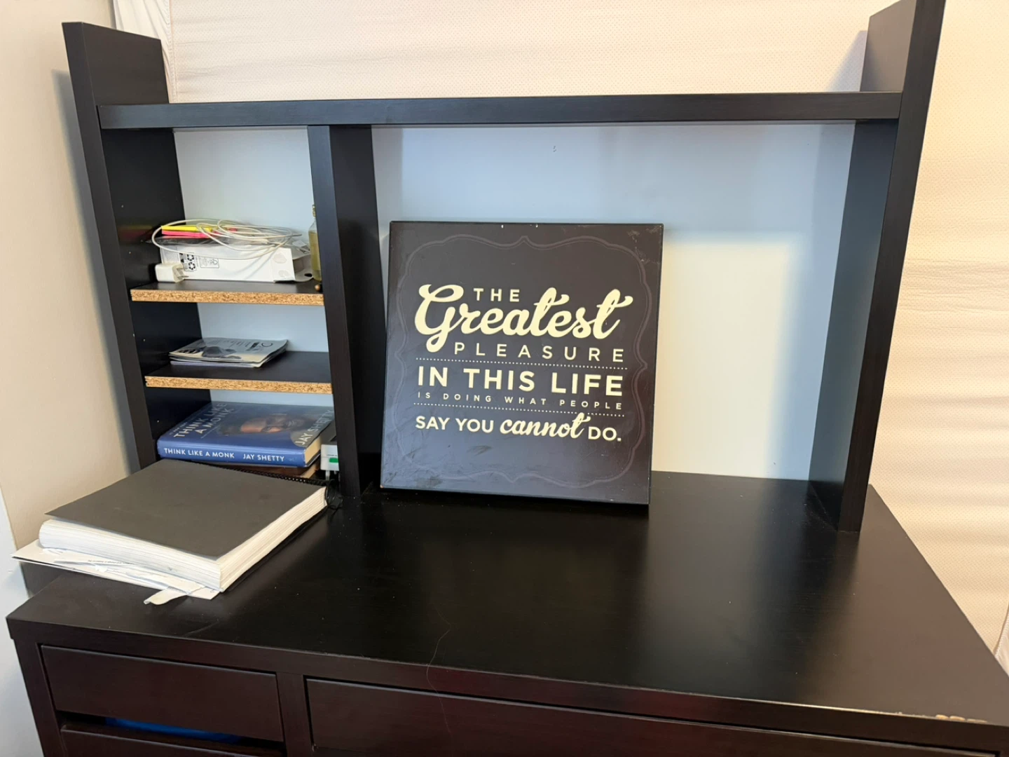 Dark Brown Desk with Shelving Unit - photo 2