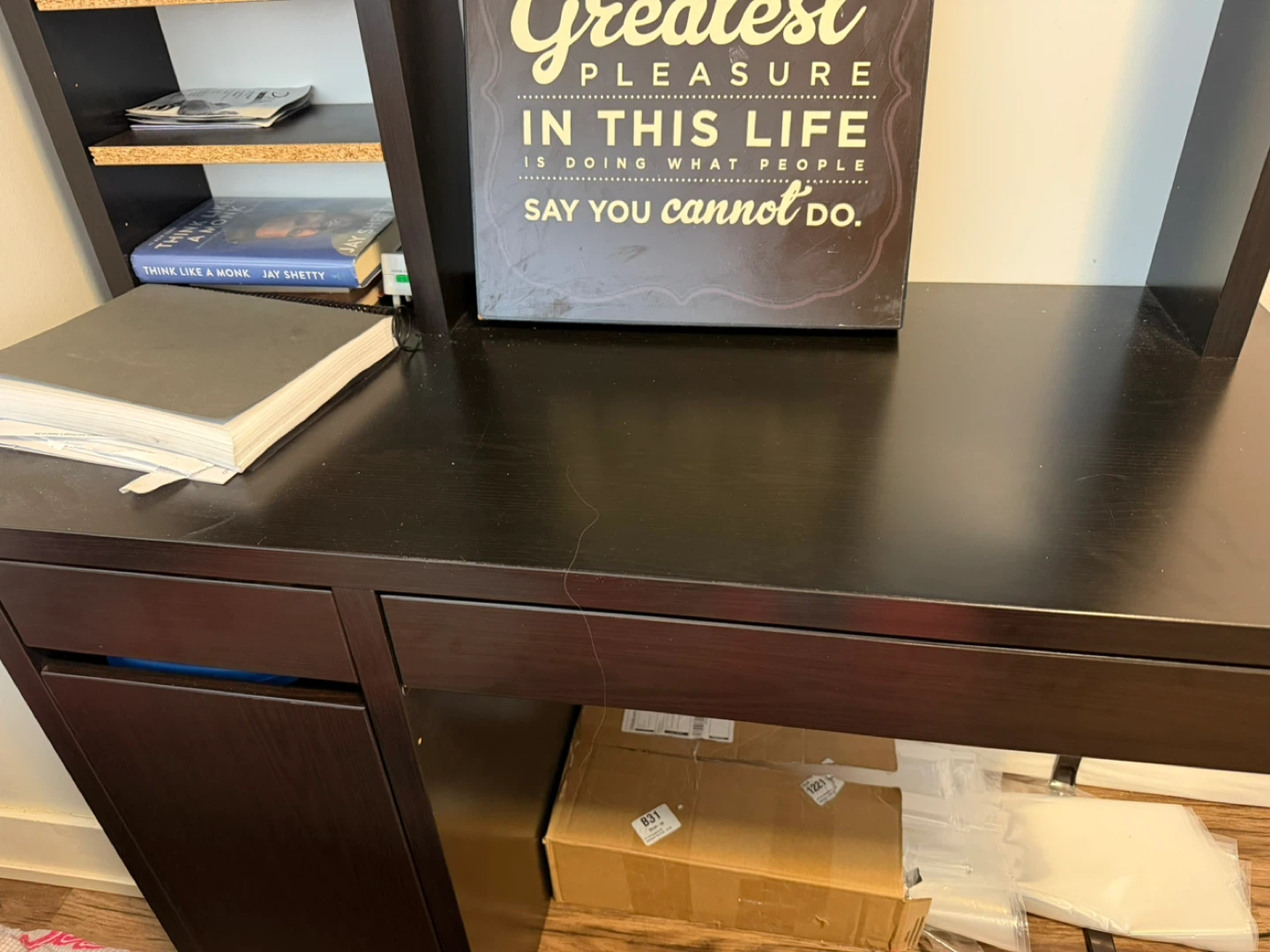 Dark Brown Desk with Shelving Unit