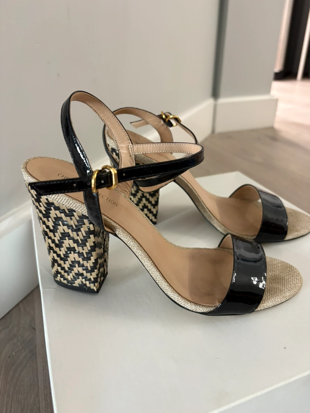 Chrissie Collection Black Patent Block Heel Sandals - photo 2
