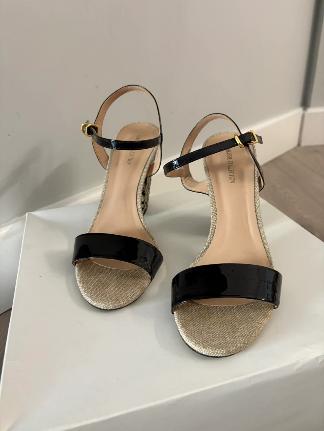 Chrissie Collection Black Patent Block Heel Sandals - photo 3