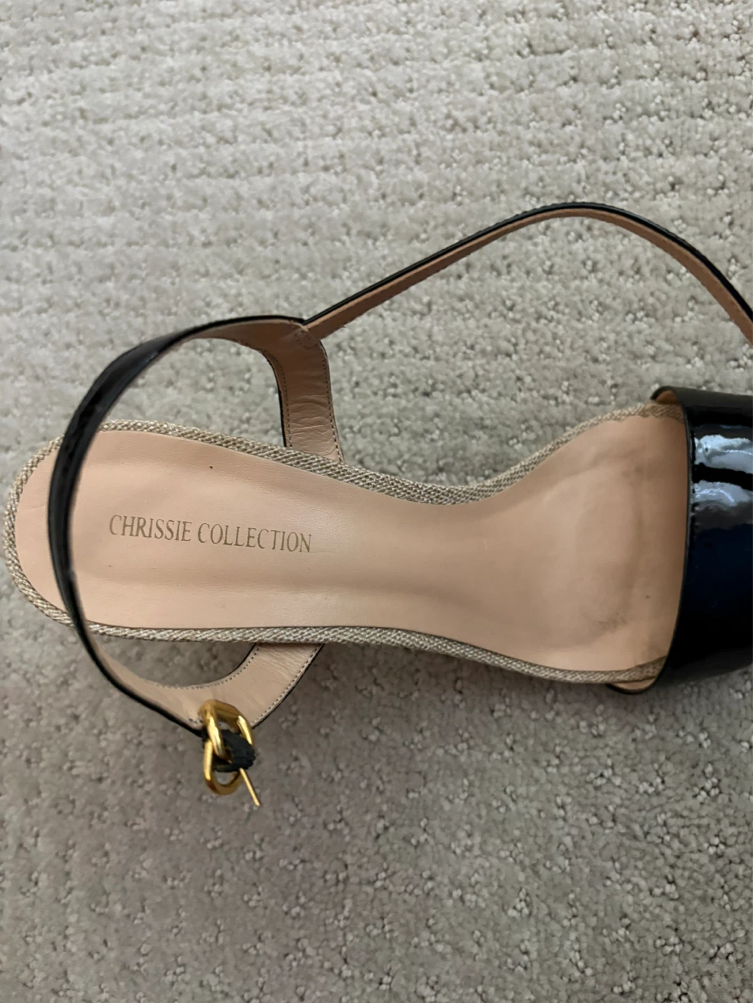Chrissie Collection Black Patent Block Heel Sandals - photo 4