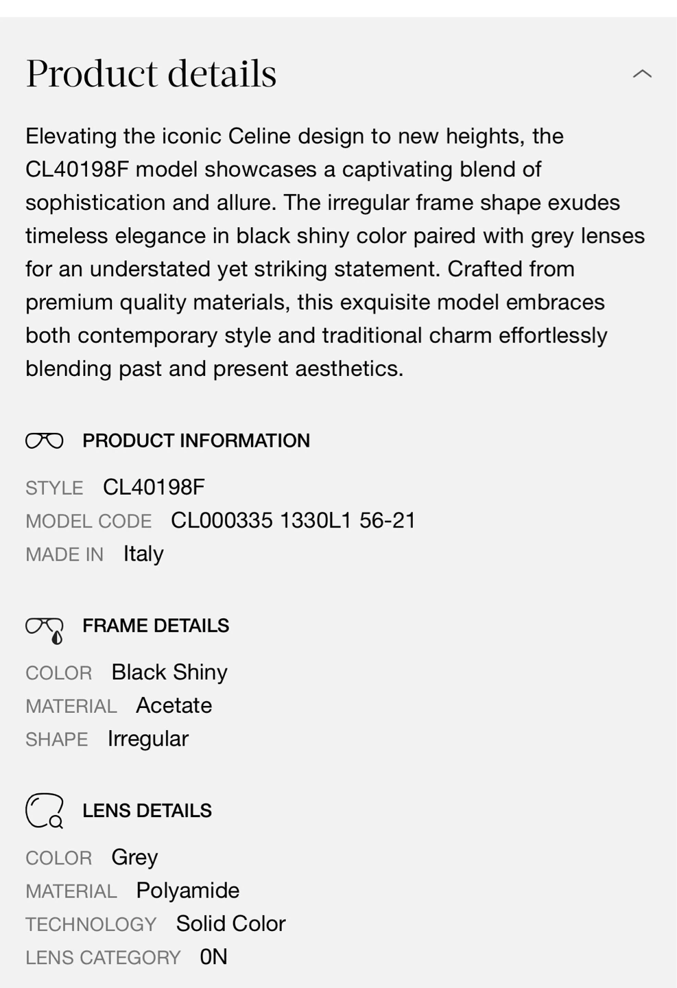 Celine CL40198F Black Shiny Acetate Irregular Sunglasses - photo 5