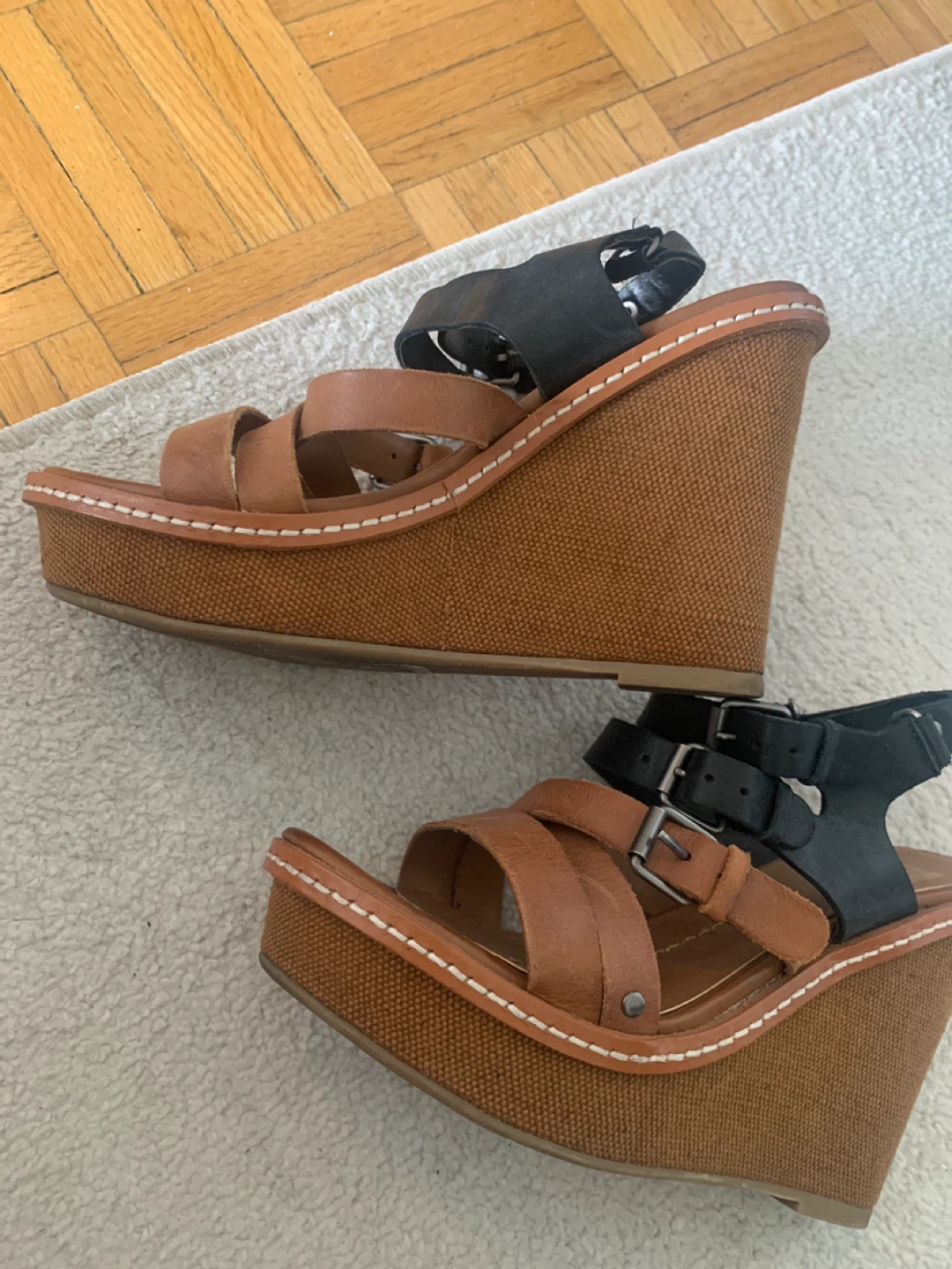 Dolce Vita Wedge Sandals - Tan and Black - photo 3