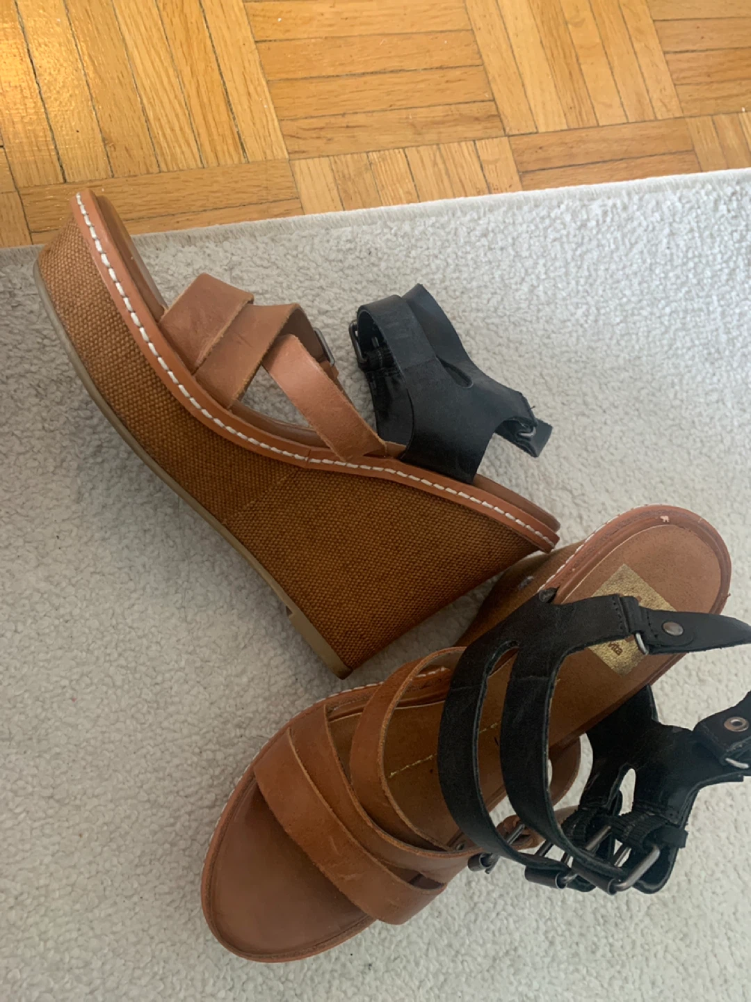 Dolce Vita Wedge Sandals - Tan and Black - photo 2