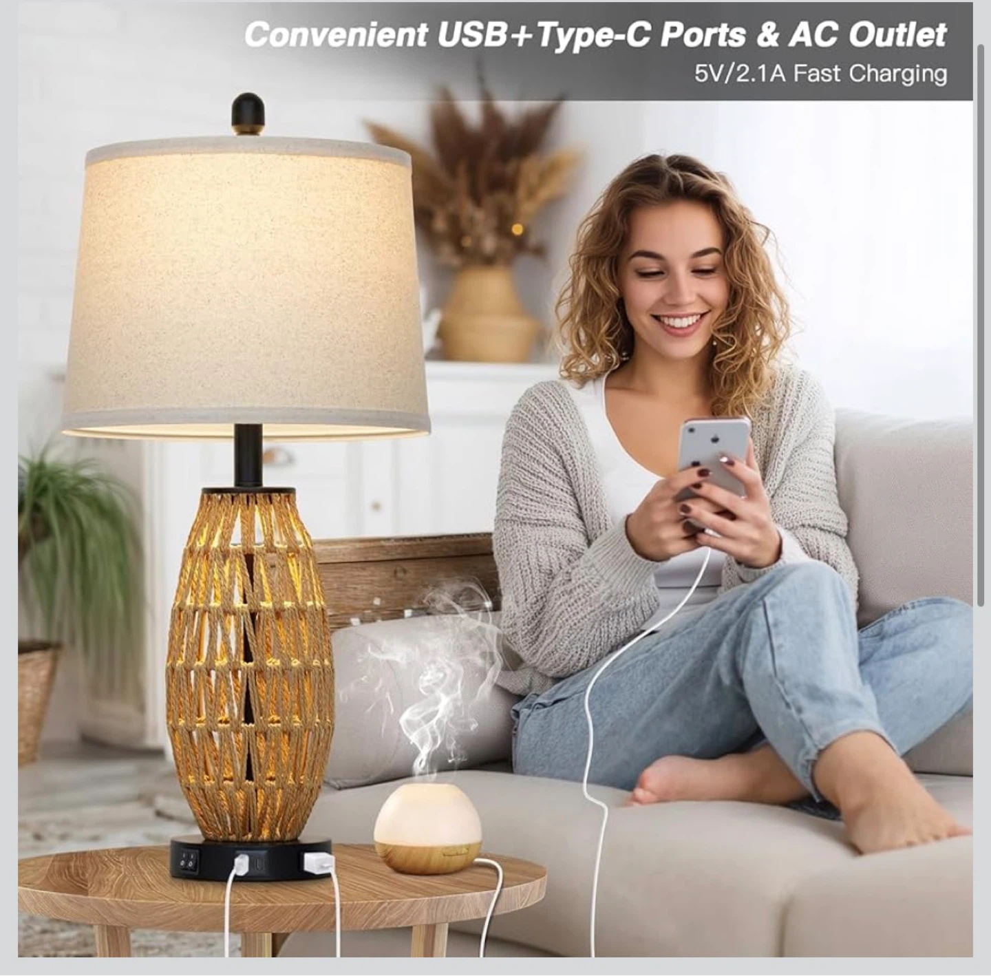 CINSARY 27" Rattan Table Lamp 27T - photo 3